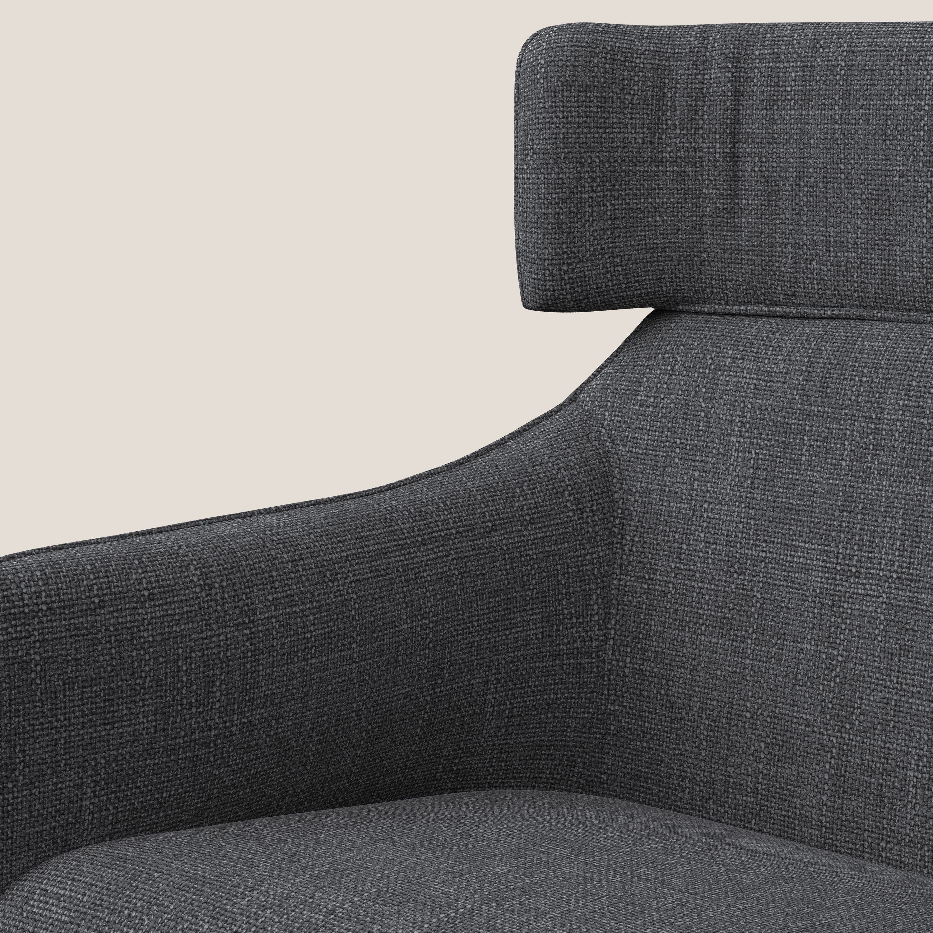 Zelda Poltroncina dal design moderno in morbido tessuto impermeabile T06 antracite - divani.store