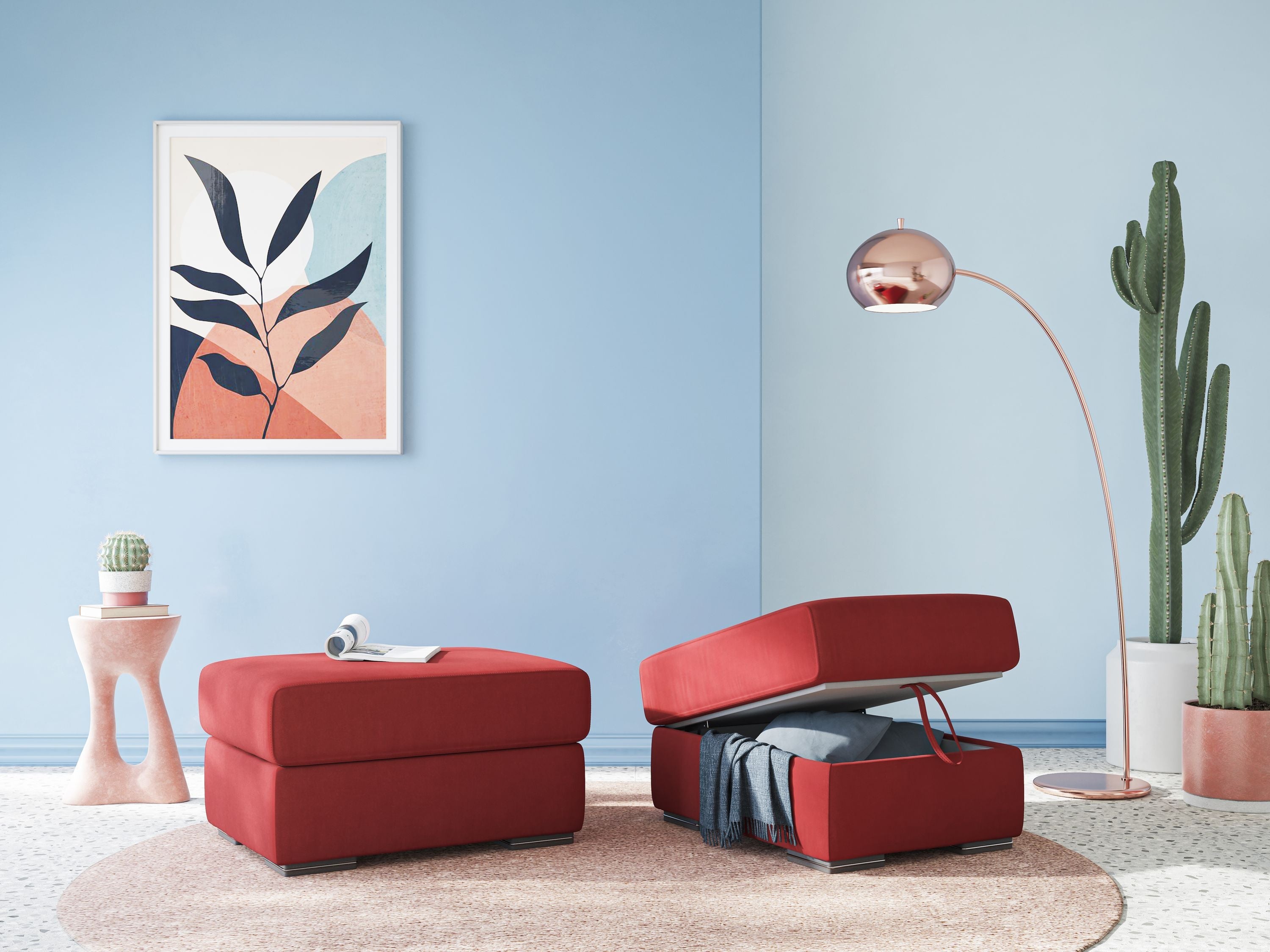 Sun pouf apribile contenitore in microfibra smacchiabile T11 blu - divani.store