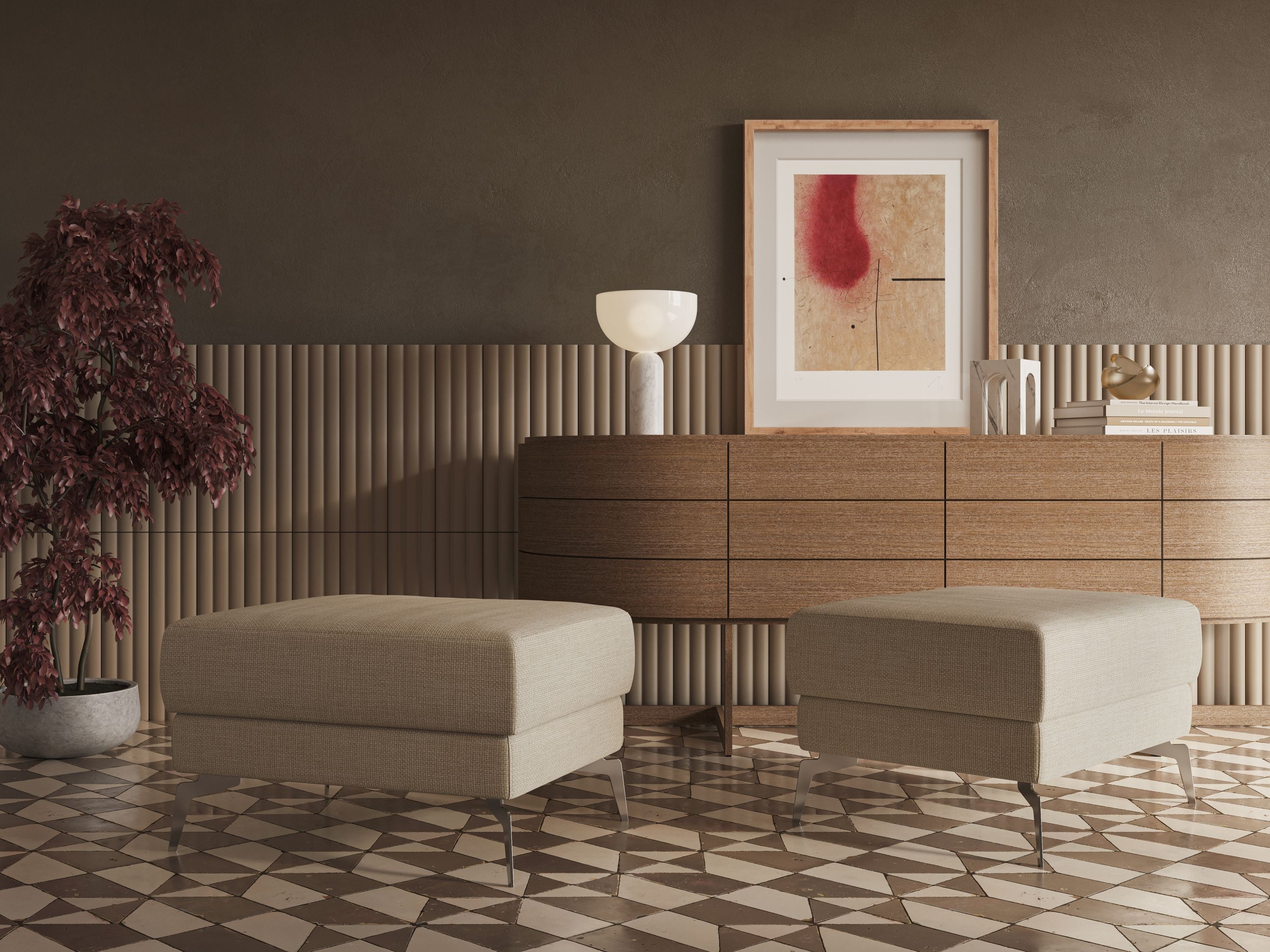 Star Pouf con piedini alti in tessuto impermeabile morbido intreccio T06 blu - divani.store