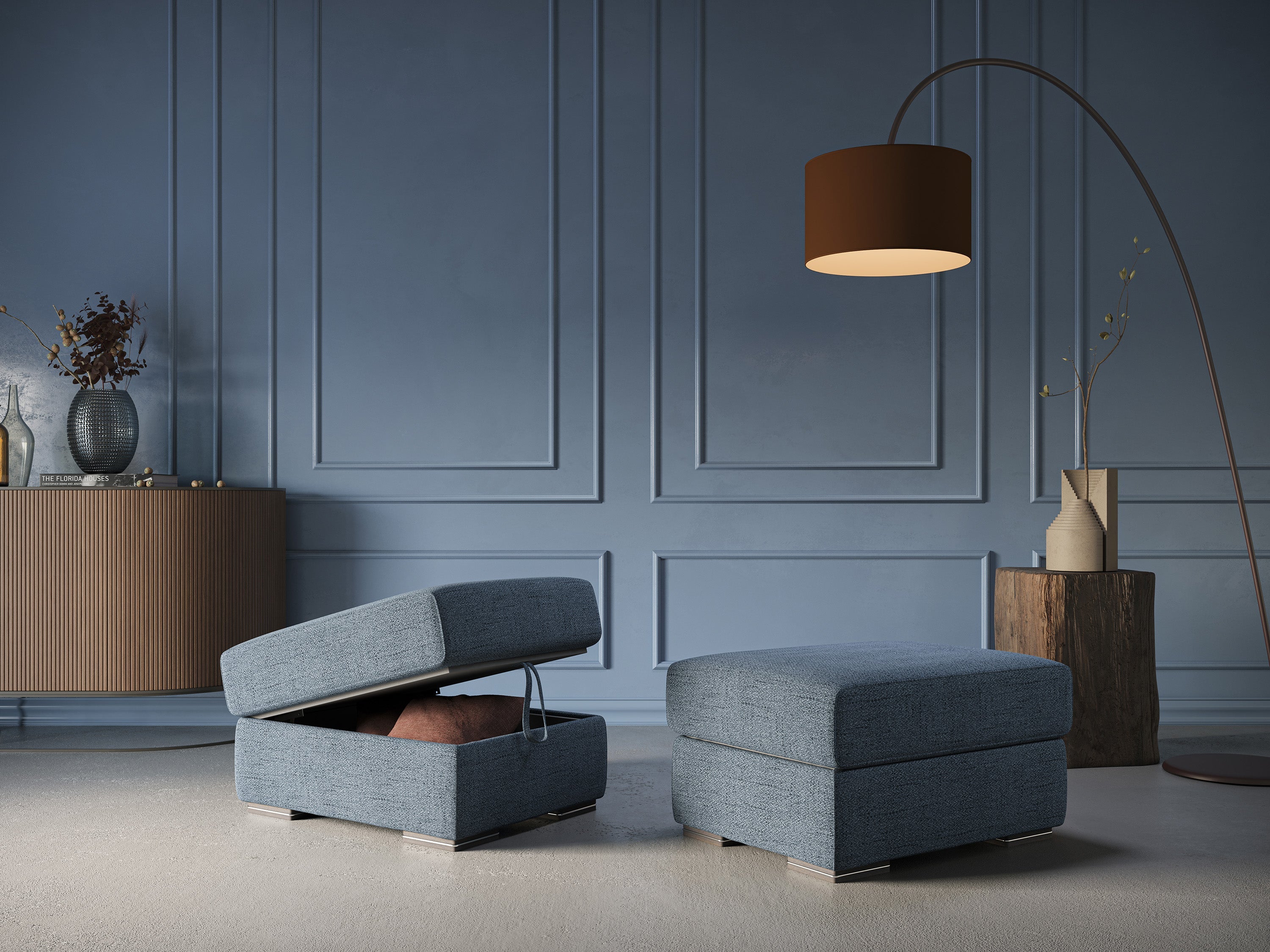 Sun pouf apribile contenitore in tessuto impermeabile fiammato T03 grigio chiaro - divani.store