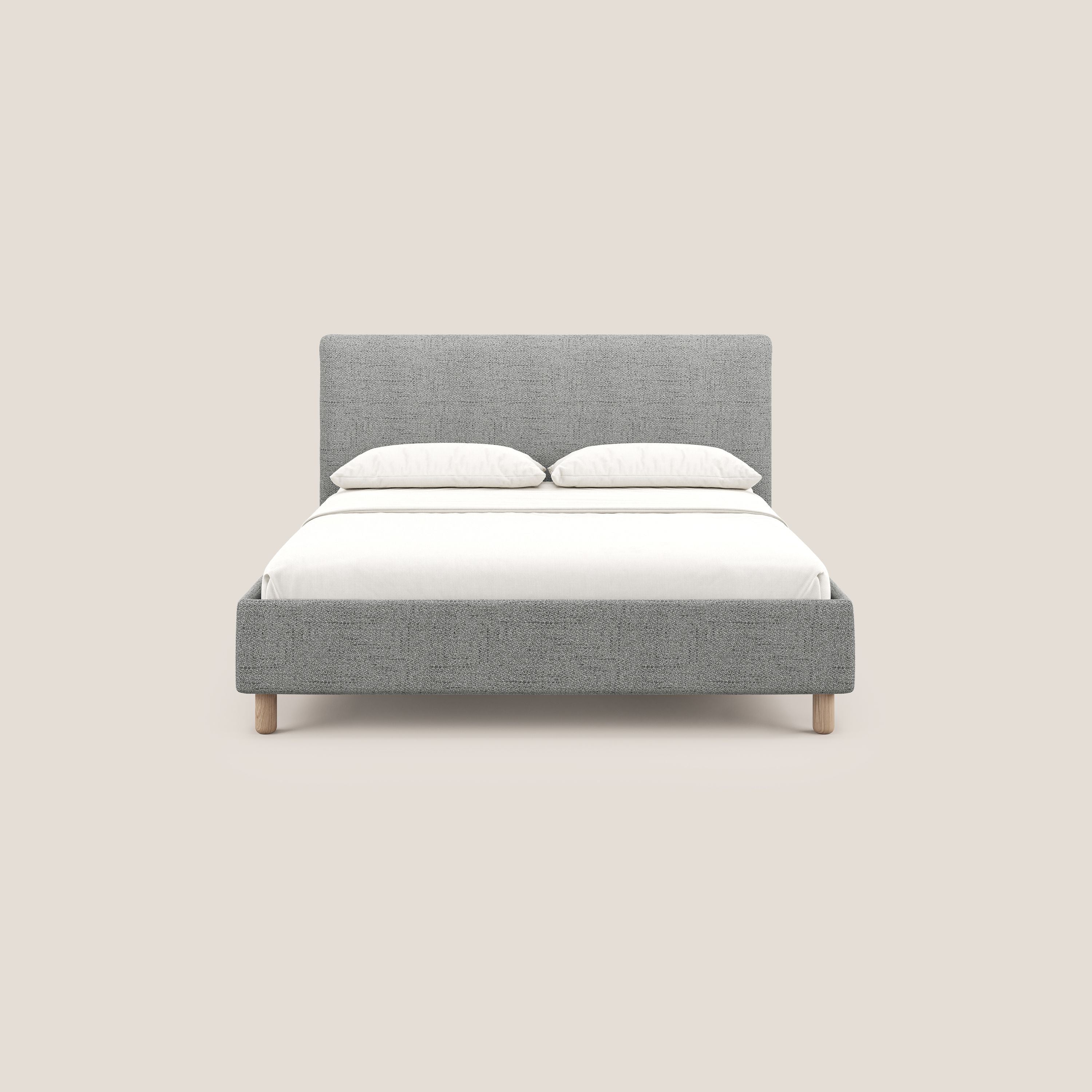 Serena letto contenitore salvaspazio scandinavo in tessuto fiammato impermeabile T03 grigio chiaro - divani.store