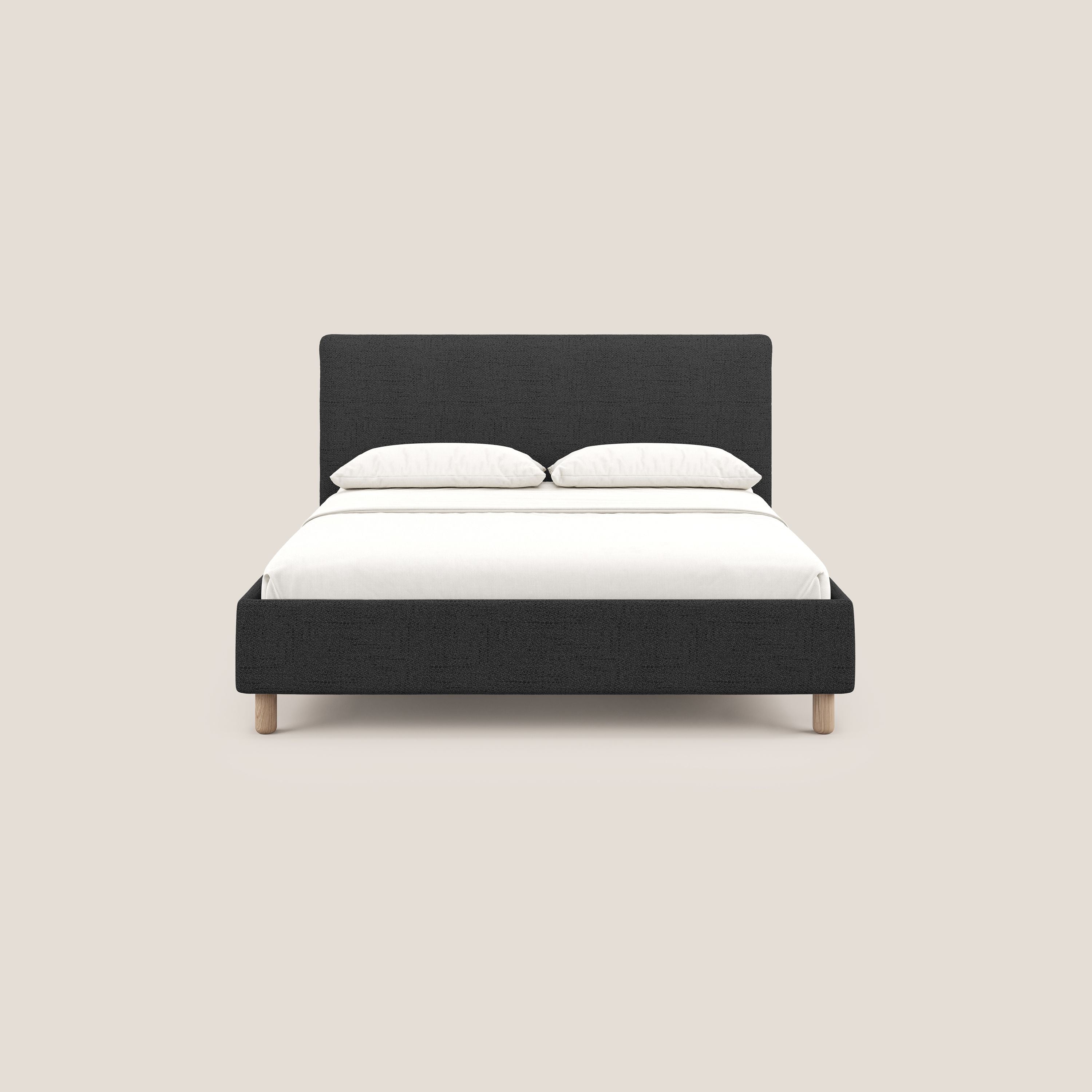 Serena letto contenitore salvaspazio scandinavo in tessuto fiammato impermeabile T03 antracite - divani.store