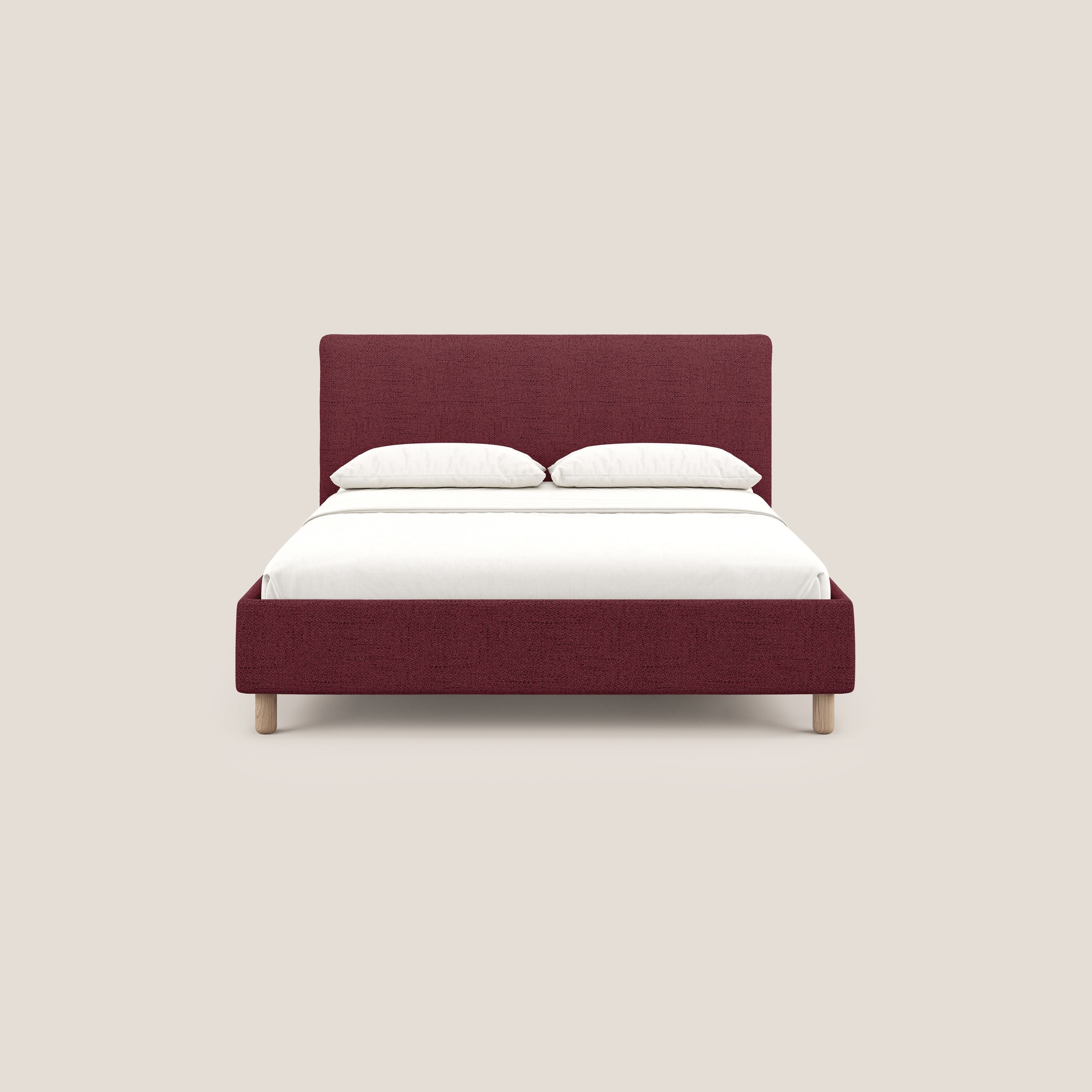 Serena letto contenitore salvaspazio scandinavo in tessuto fiammato impermeabile T03 rosso - divani.store