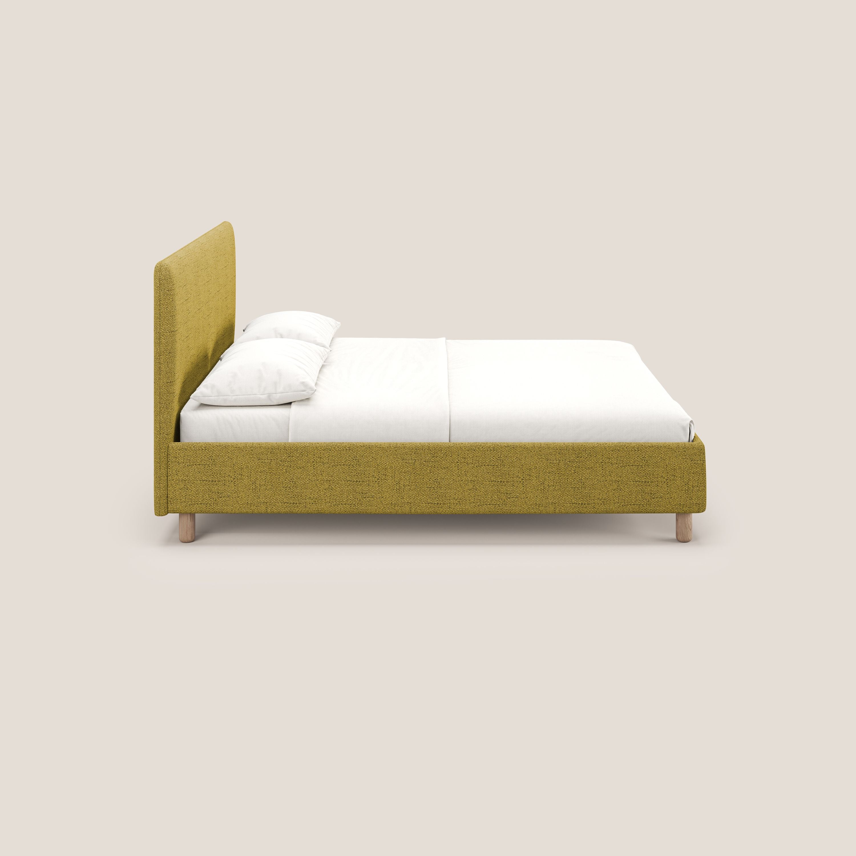 Serena letto contenitore salvaspazio scandinavo in tessuto fiammato impermeabile T03 giallo - divani.store