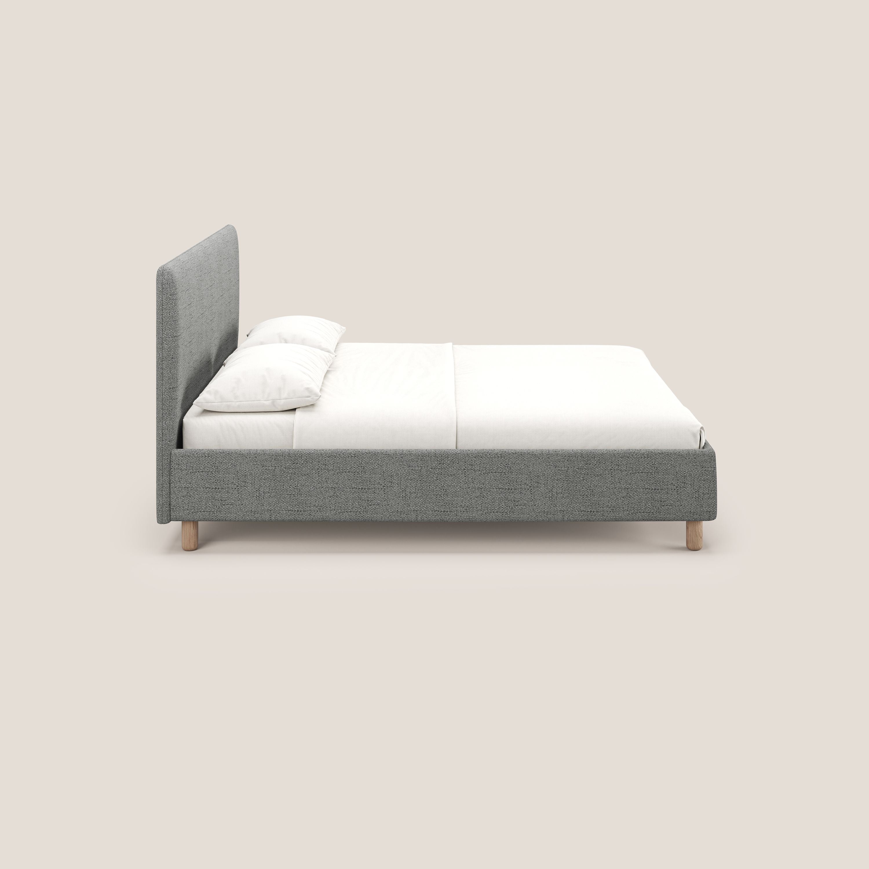 Serena letto contenitore salvaspazio scandinavo in tessuto fiammato impermeabile T03 grigio chiaro - divani.store