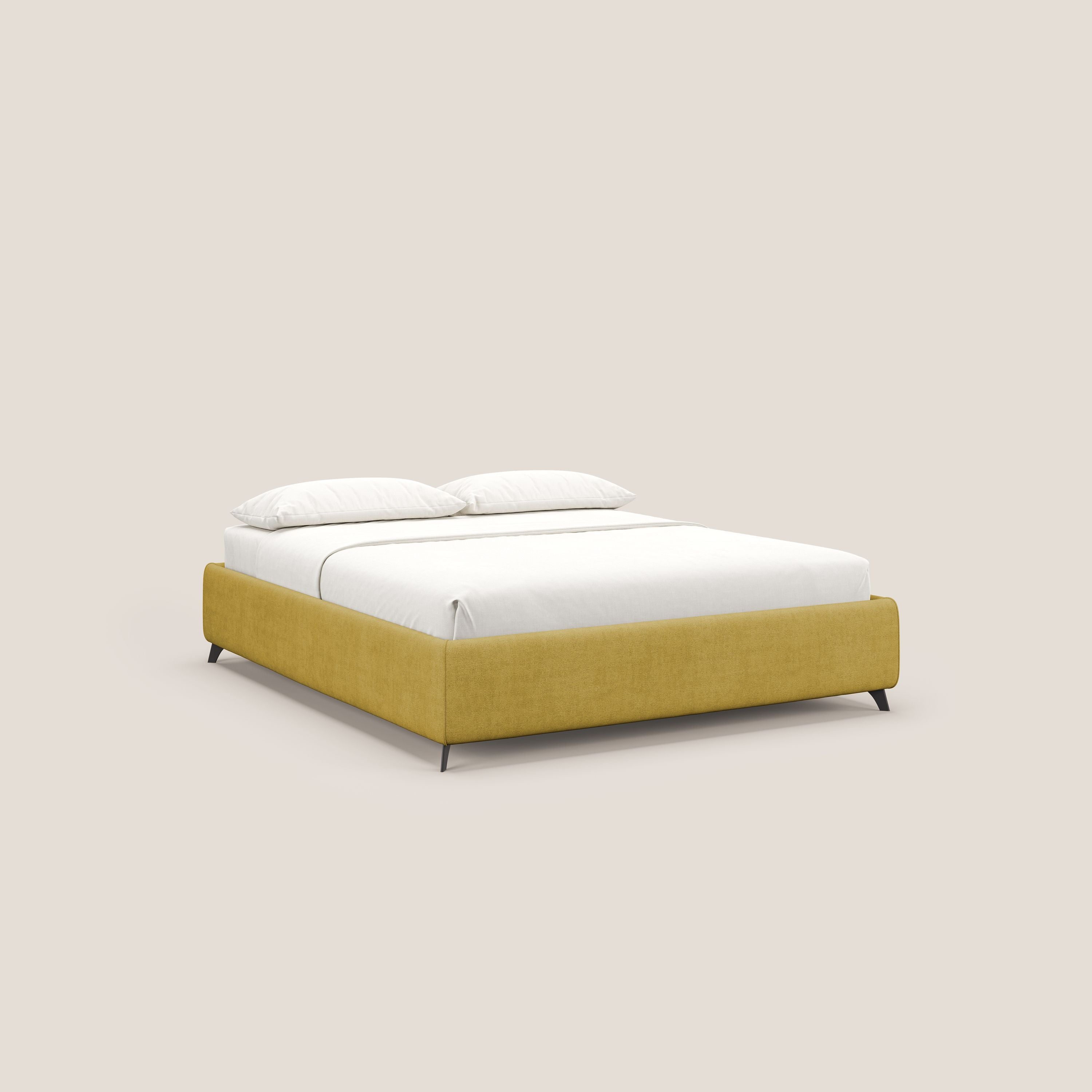 Sara sommier con giroletto contenitore in tessuto impermeabile T02 giallo - divani.store