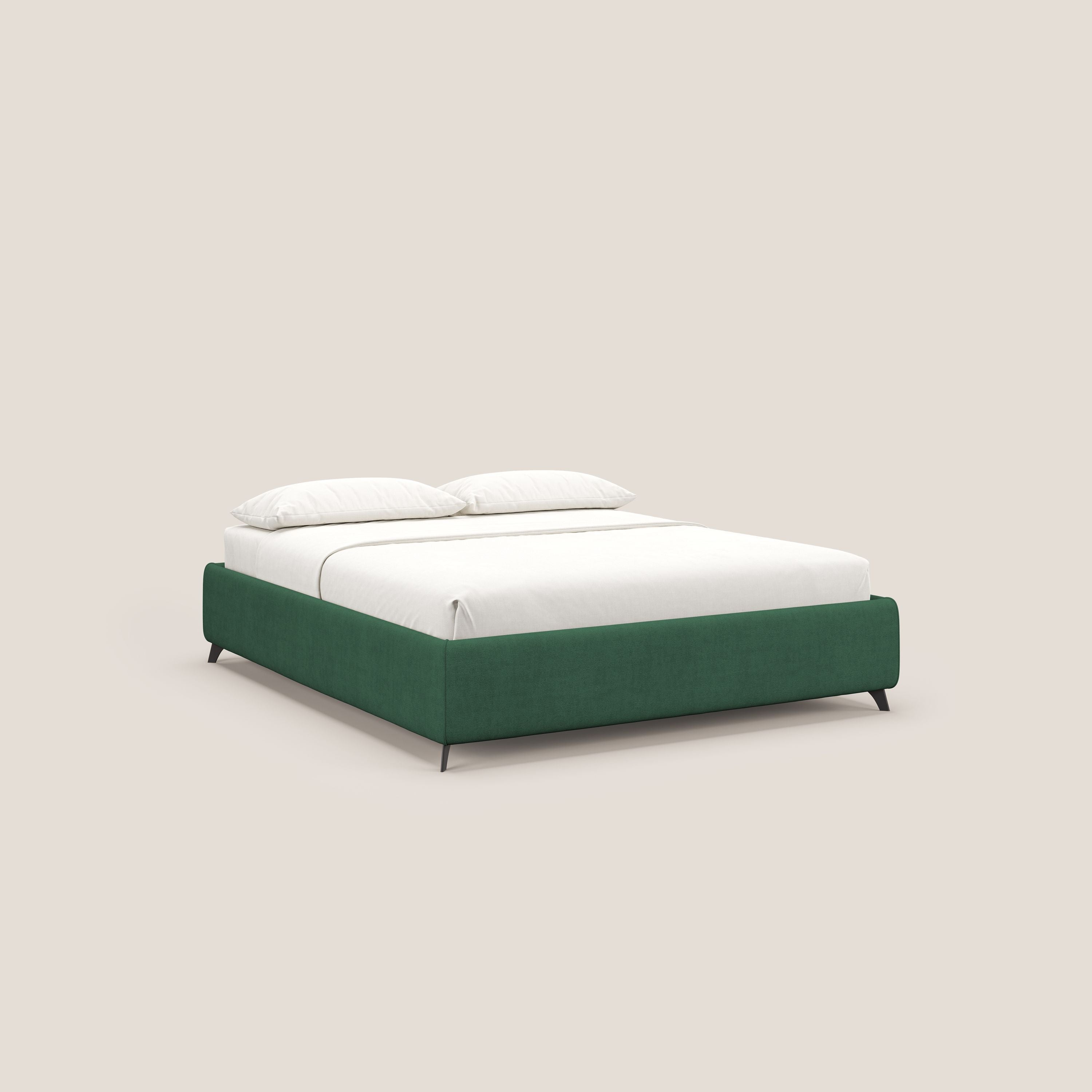 Sara sommier con giroletto contenitore in tessuto impermeabile T02 verde - divani.store