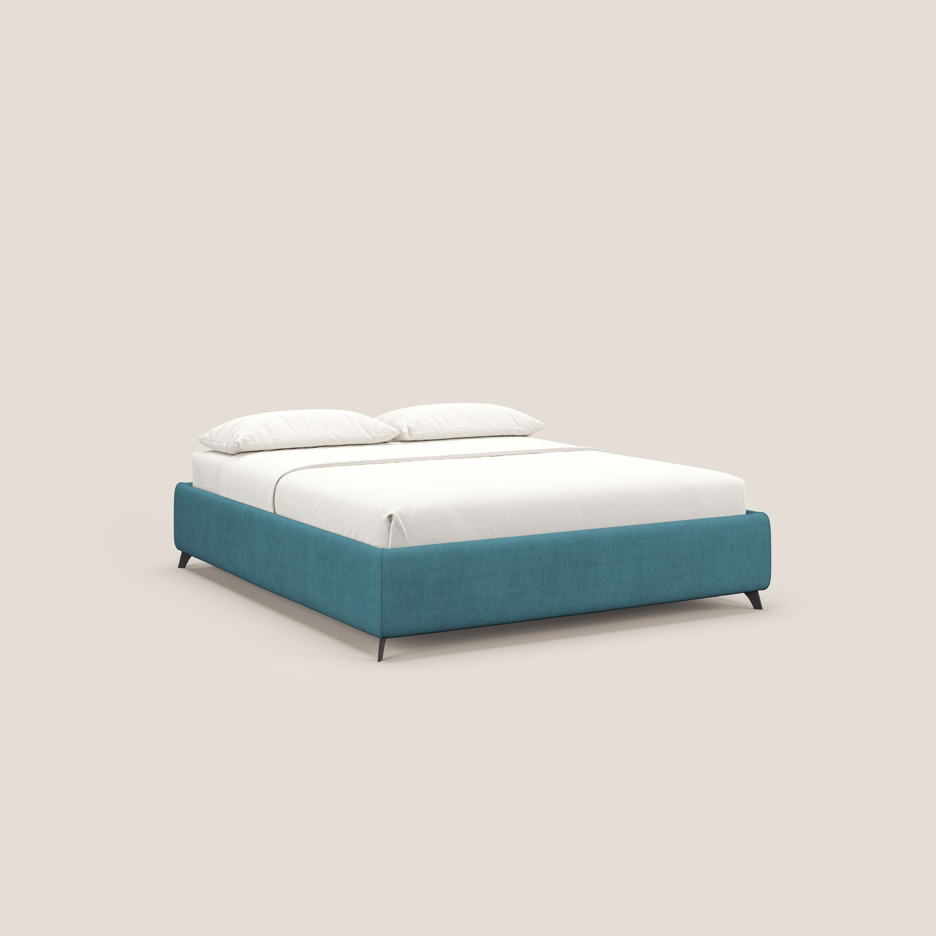 Sara sommier con giroletto contenitore in tessuto impermeabile T02 azzurro - divani.store