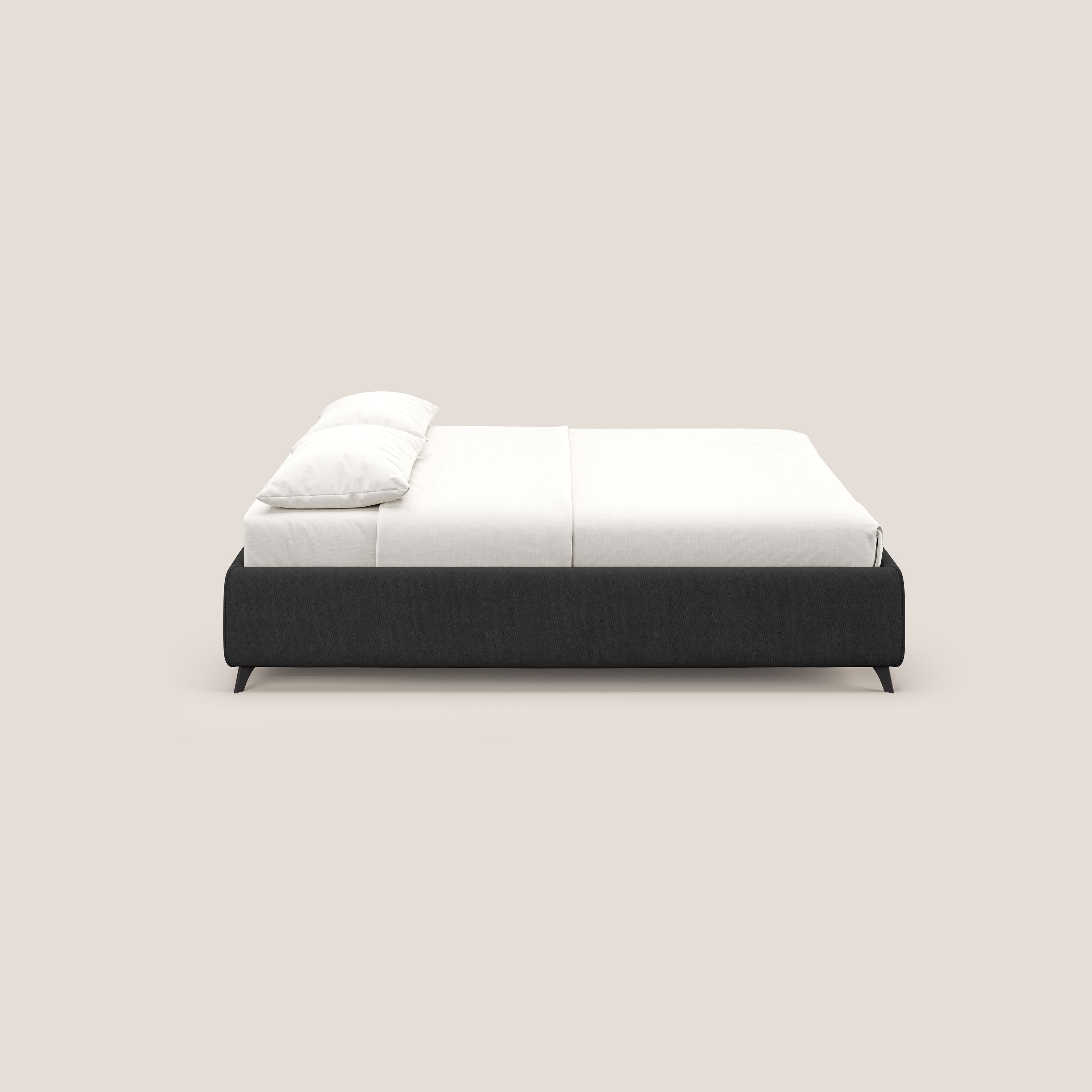 Sara sommier con giroletto contenitore in tessuto impermeabile T02 nero - divani.store