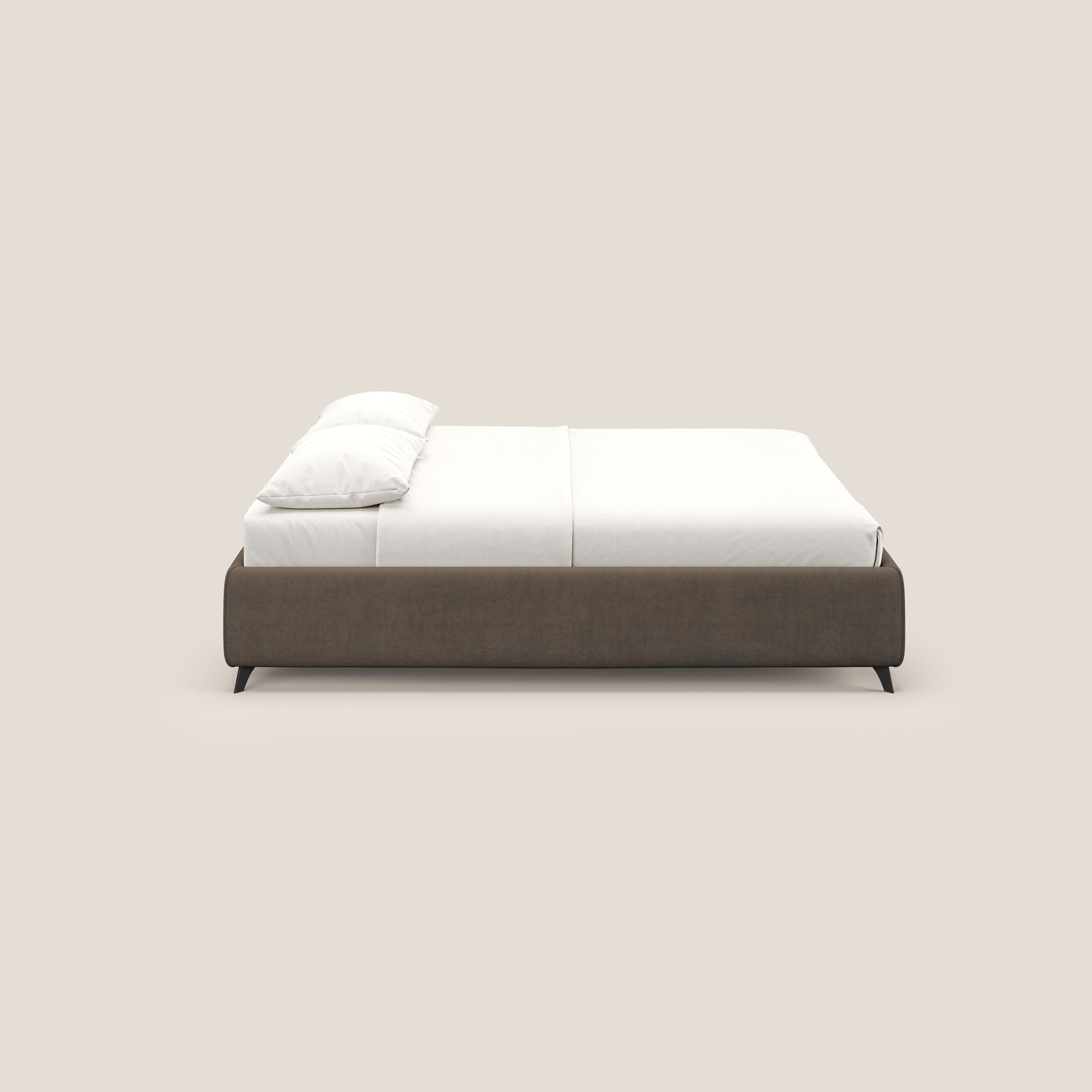 Sara sommier con giroletto contenitore in tessuto impermeabile T02 marrone - divani.store