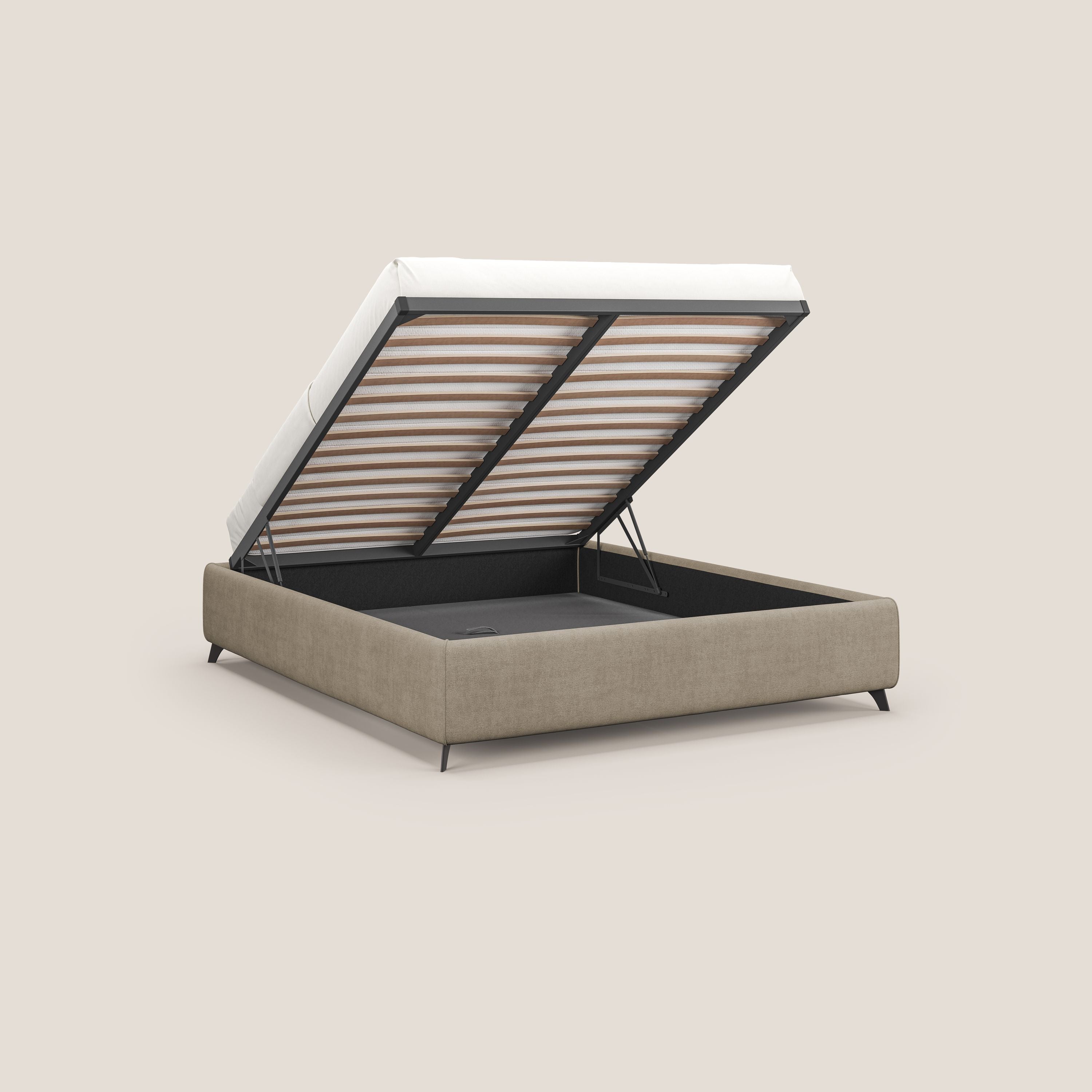 Sara sommier con giroletto contenitore in tessuto impermeabile T02 beige - divani.store