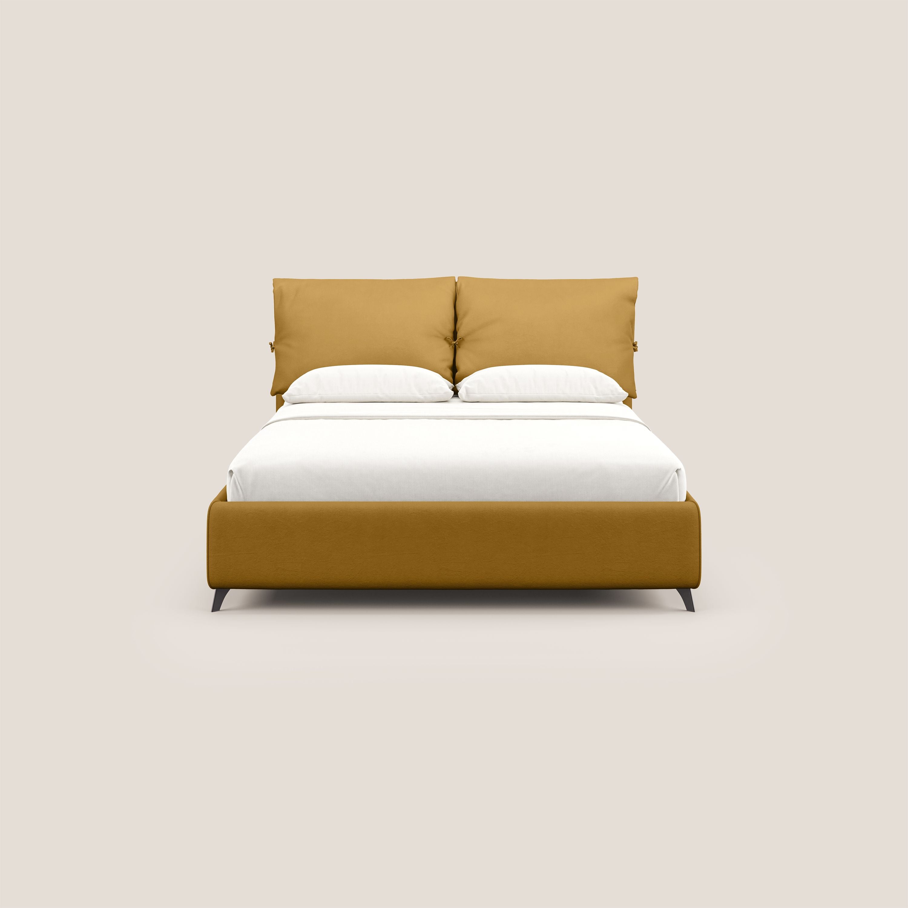 Susan letto imbottito contenitore completamente sfoderabile in microfibra smacchiabile T11 giallo - divani.store
