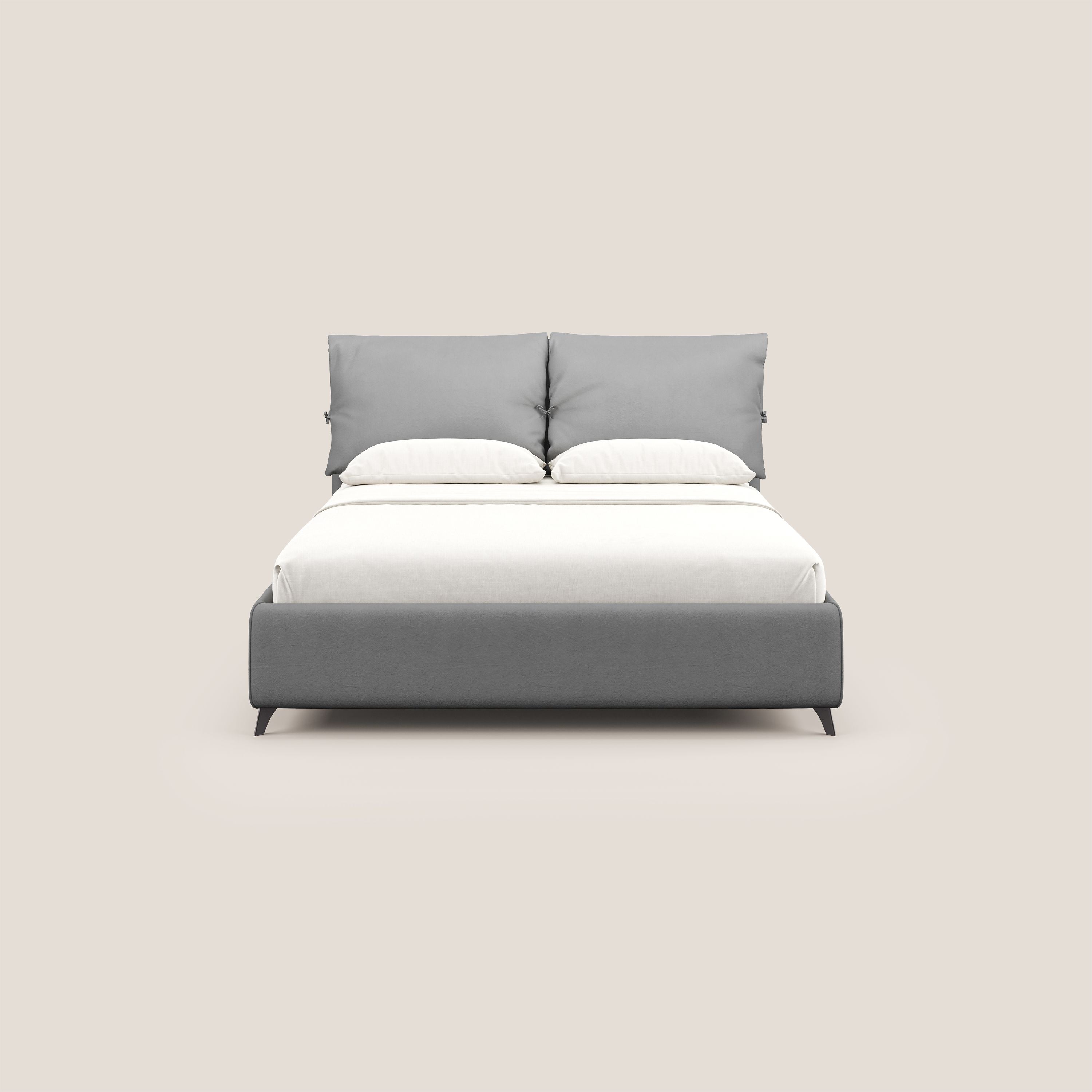 Susan letto imbottito contenitore completamente sfoderabile in microfibra smacchiabile T11 grigio - divani.store