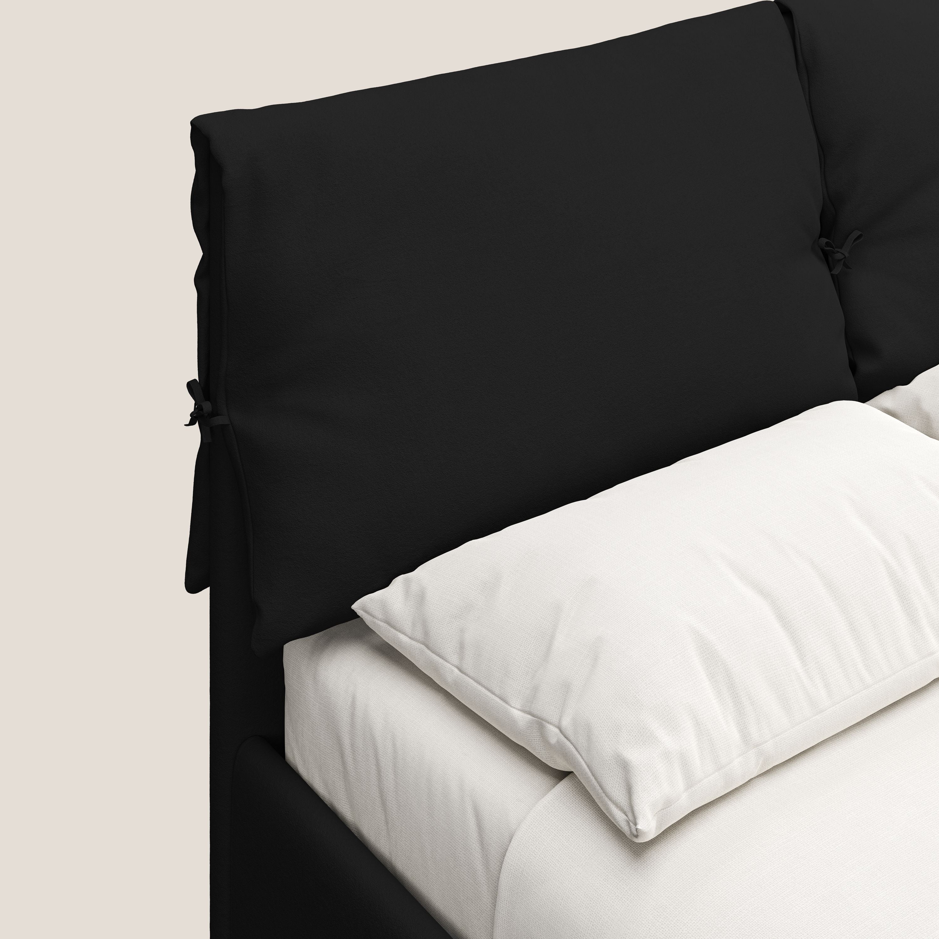 Susan letto imbottito contenitore completamente sfoderabile in microfibra smacchiabile T11 nero - divani.store