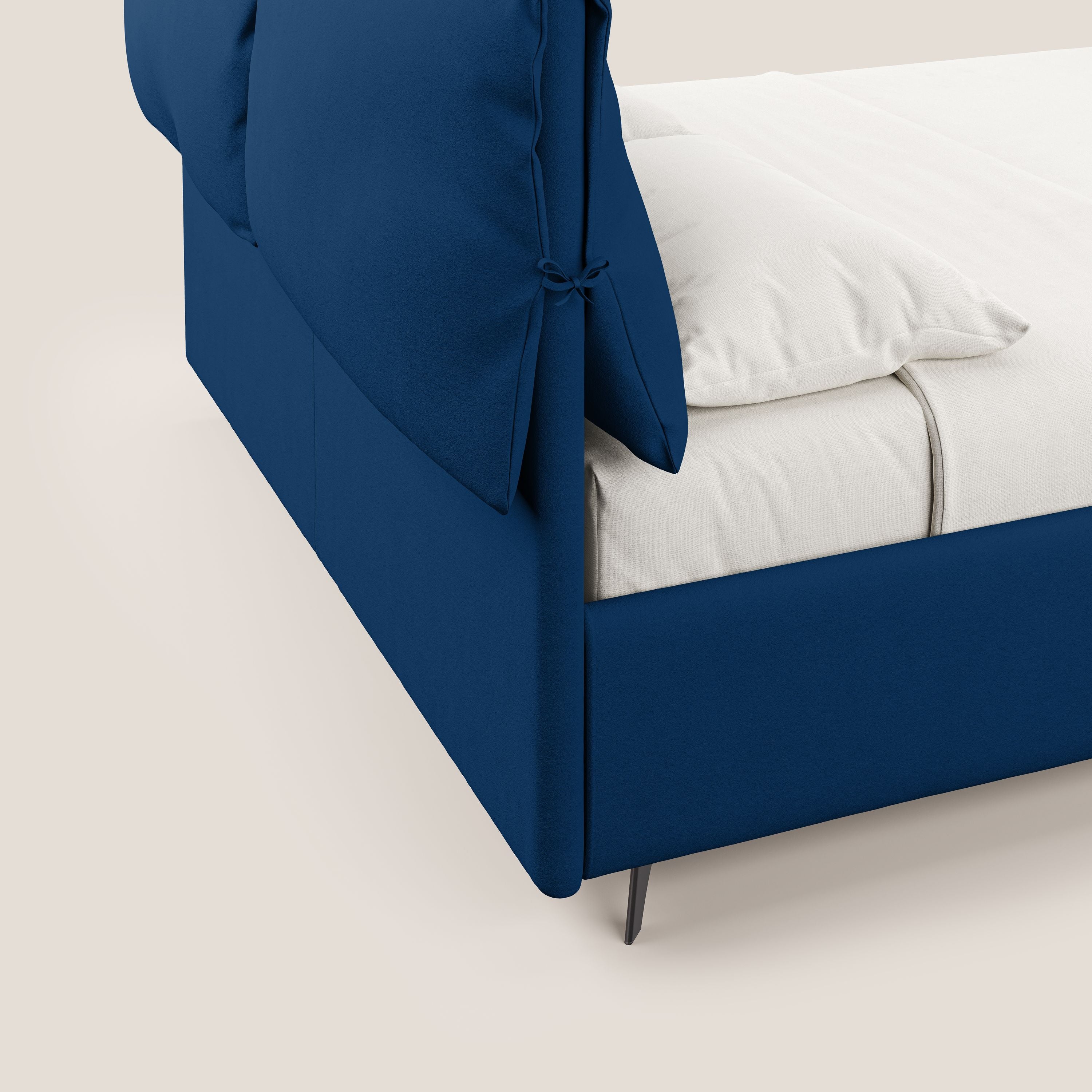 Susan letto imbottito contenitore completamente sfoderabile in microfibra smacchiabile T11 blu - divani.store