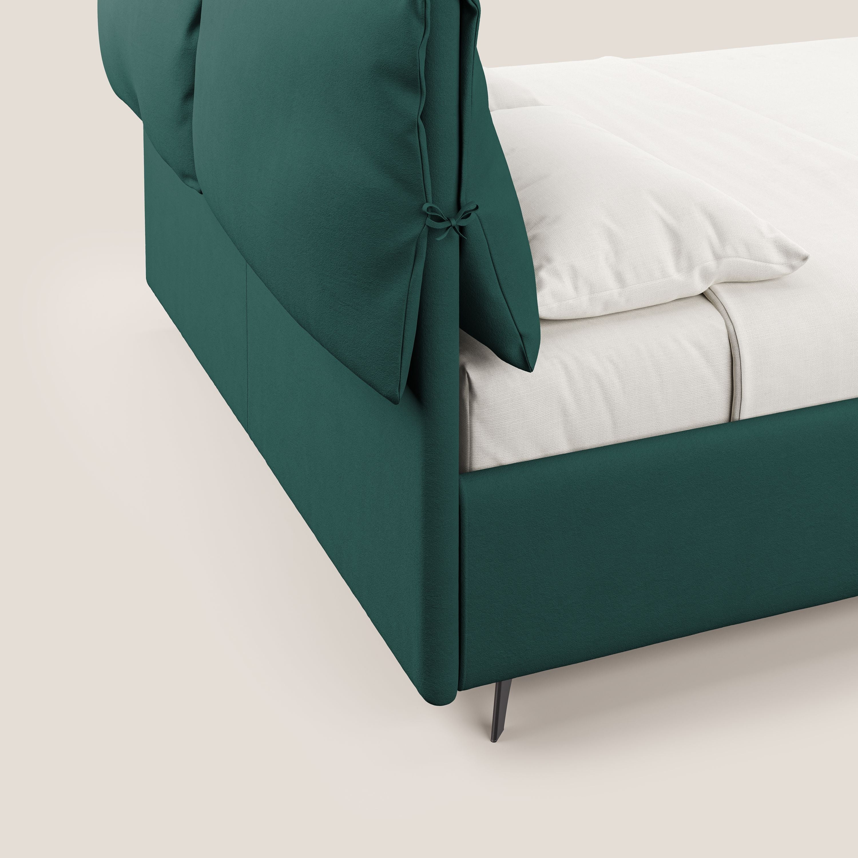 Susan letto imbottito contenitore completamente sfoderabile in microfibra smacchiabile T11 petrolio - divani.store