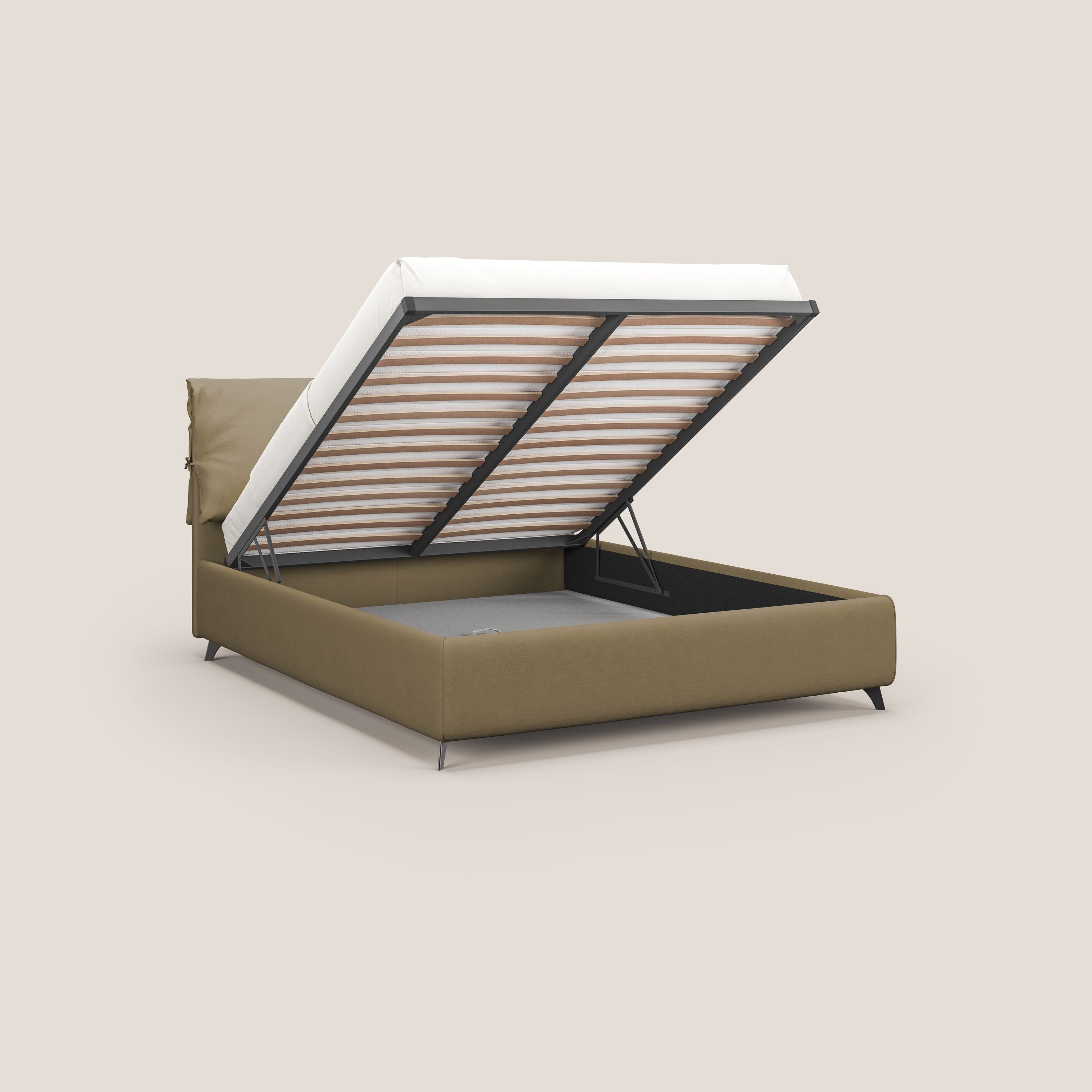 Susan letto imbottito contenitore completamente sfoderabile in microfibra smacchiabile T11 beige - divani.store