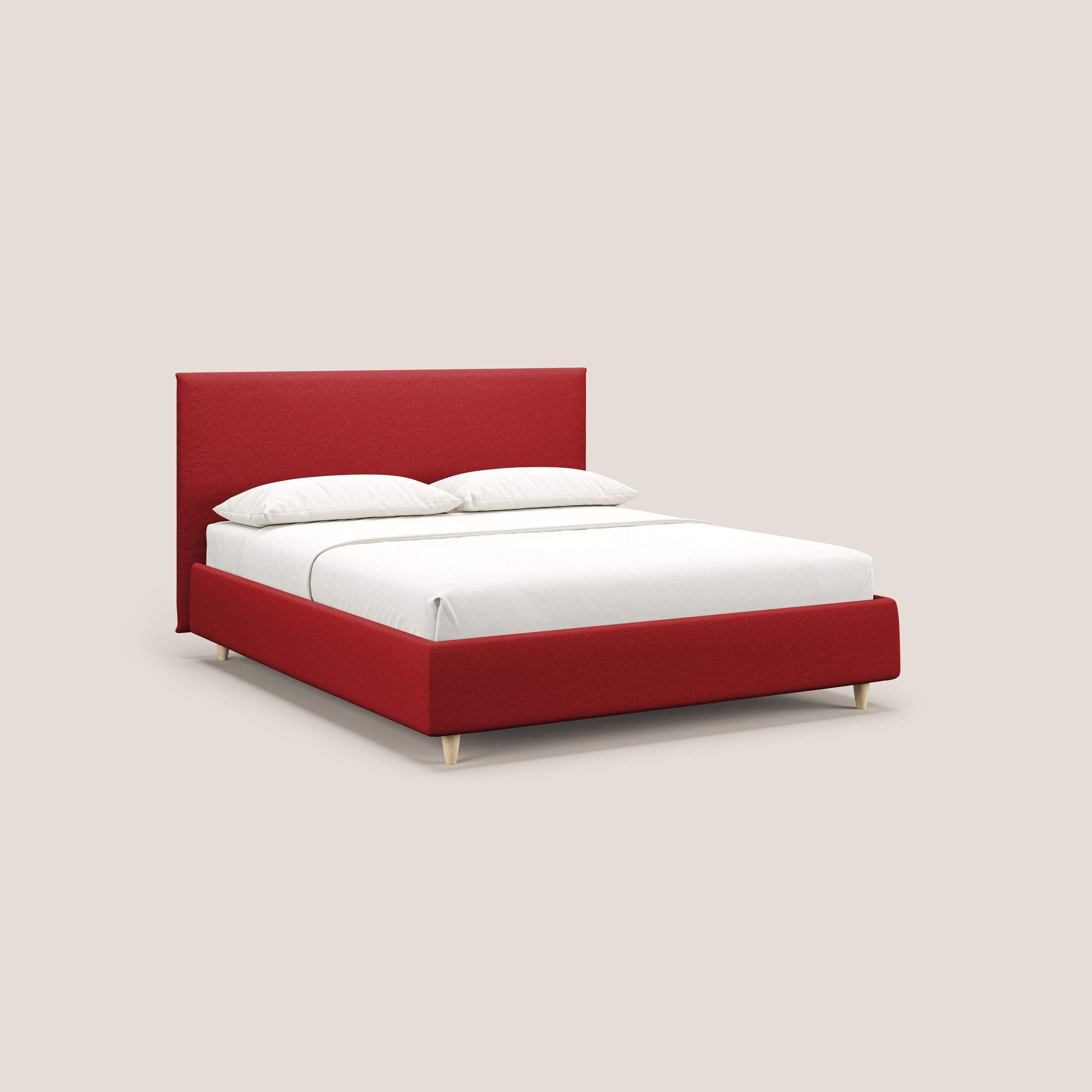 Teresa letto contenitore e sfoderabile in tessuto misto cotone impermeabile T13 rosso - divani.store