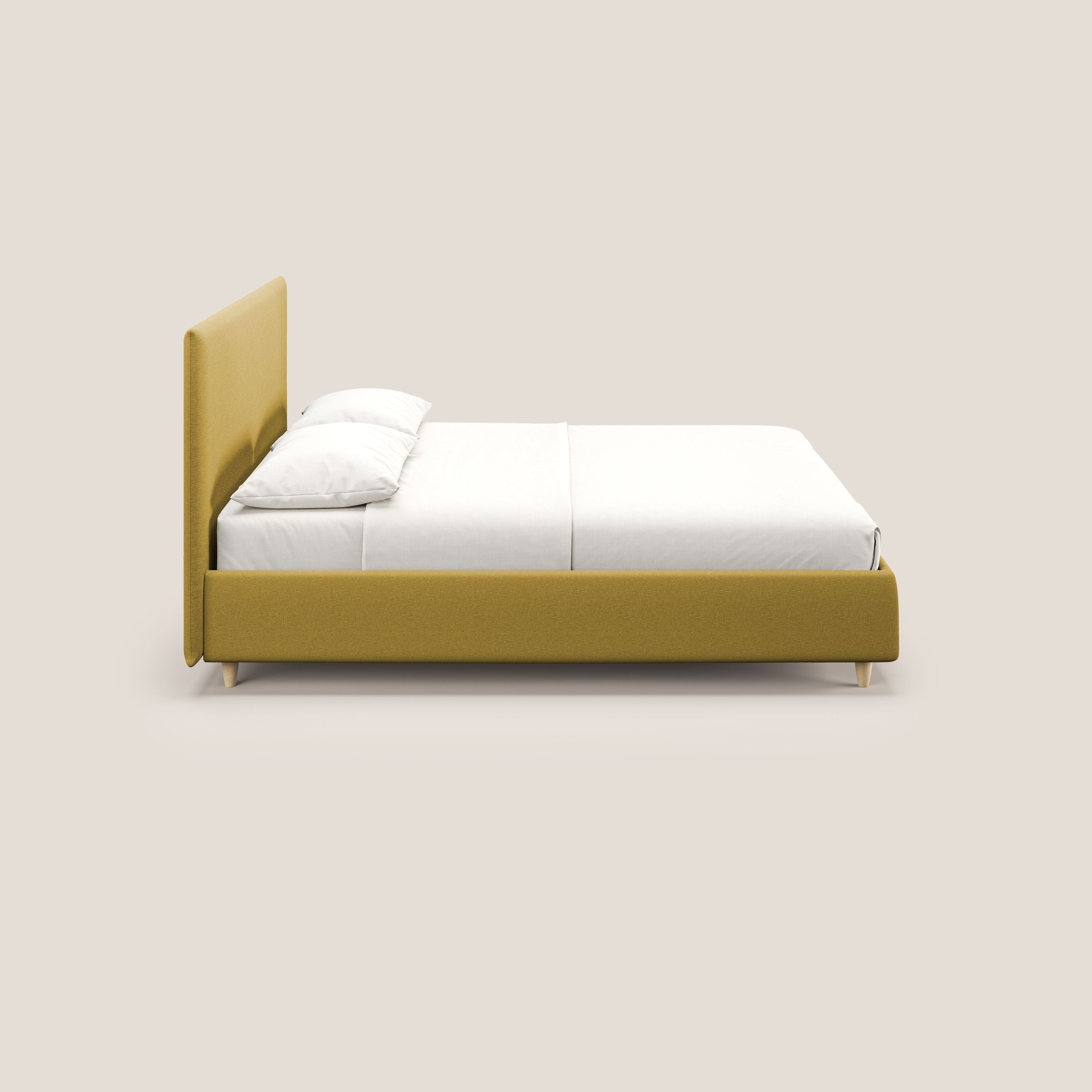 Teresa letto contenitore e sfoderabile in tessuto misto cotone impermeabile T13 giallo - divani.store