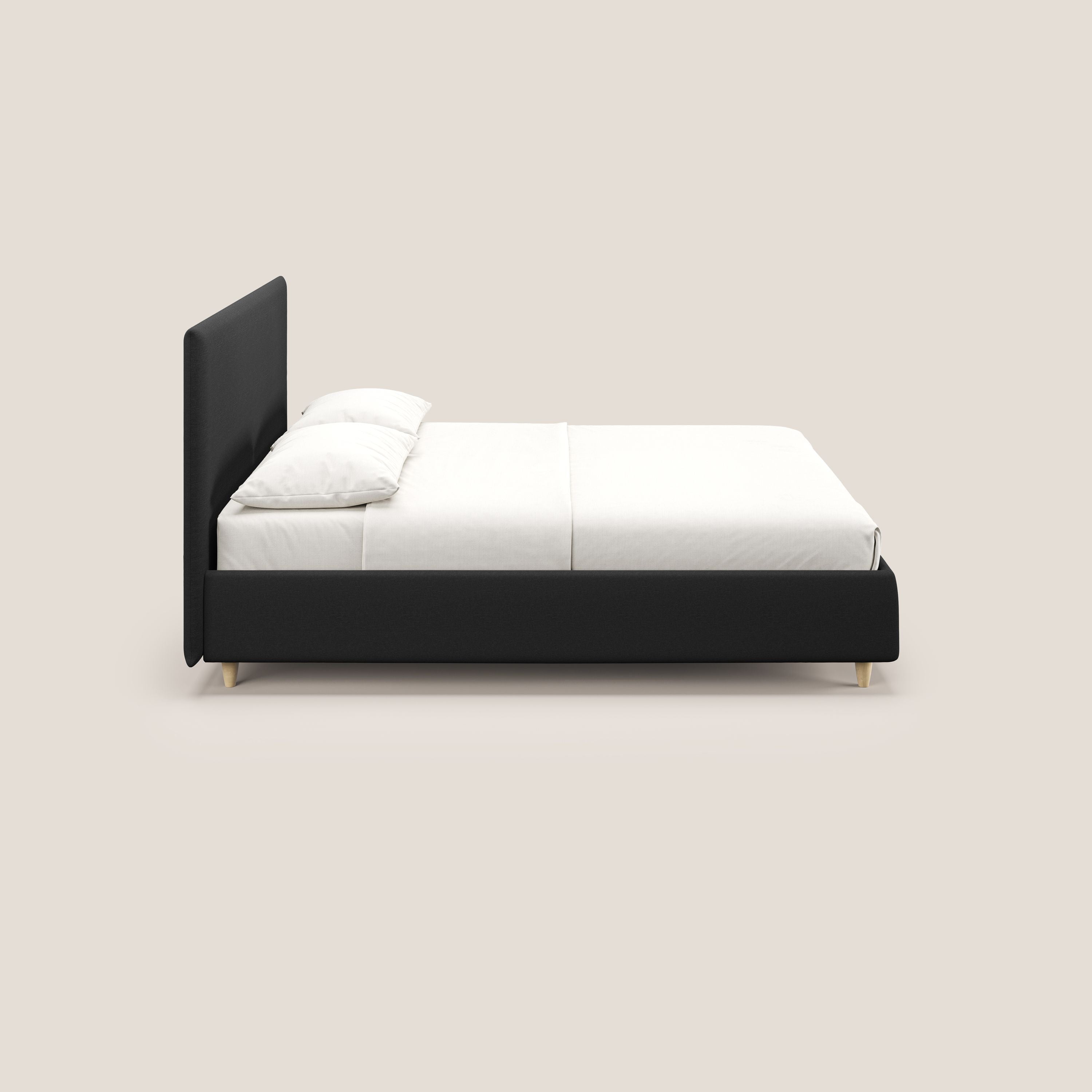 Teresa letto contenitore e sfoderabile in tessuto misto cotone impermeabile T13 antracite - divani.store