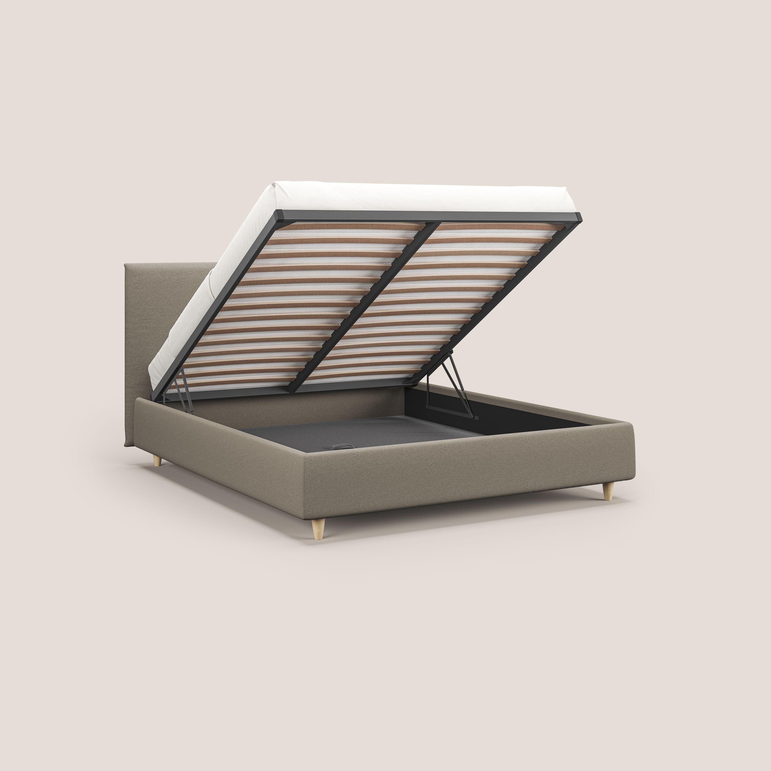 Teresa letto contenitore e sfoderabile in tessuto misto cotone impermeabile T13 panna - divani.store