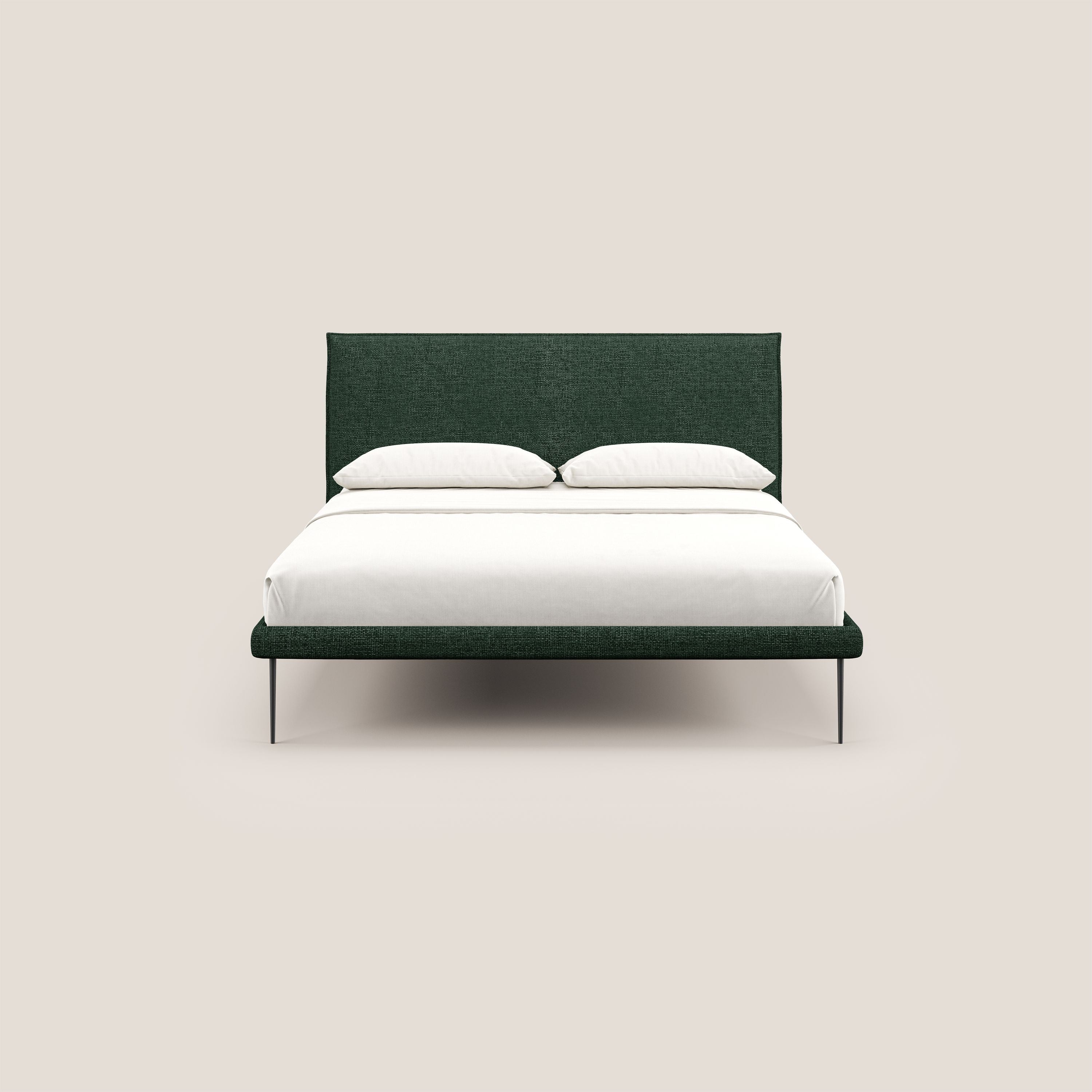 Theo letto imbottito moderno sfoderabile con piedi alti in metallo in tessuto impermeabile T10 verde - divani.store