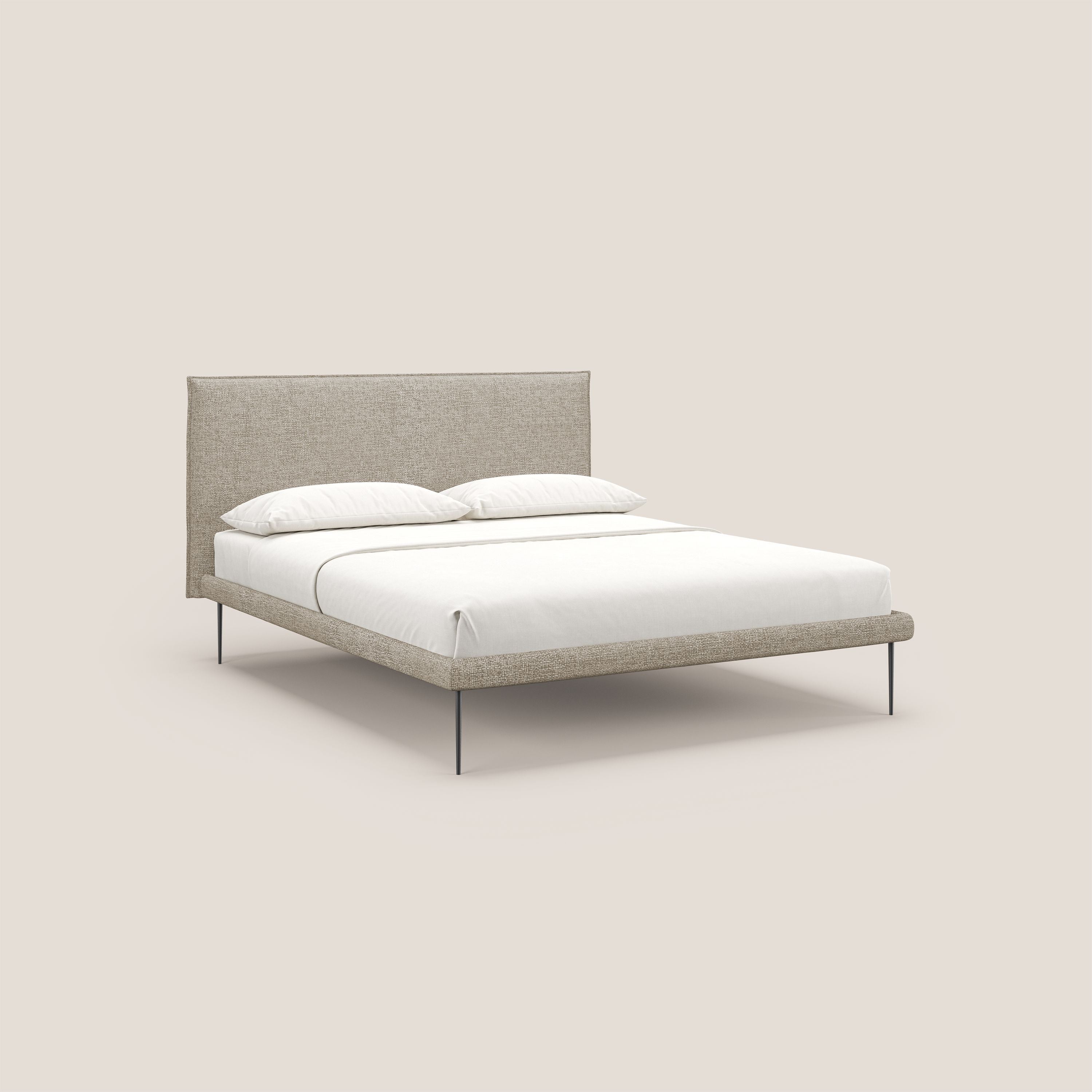 Theo letto imbottito moderno sfoderabile con piedi alti in metallo in tessuto impermeabile T10 beige - divani.store