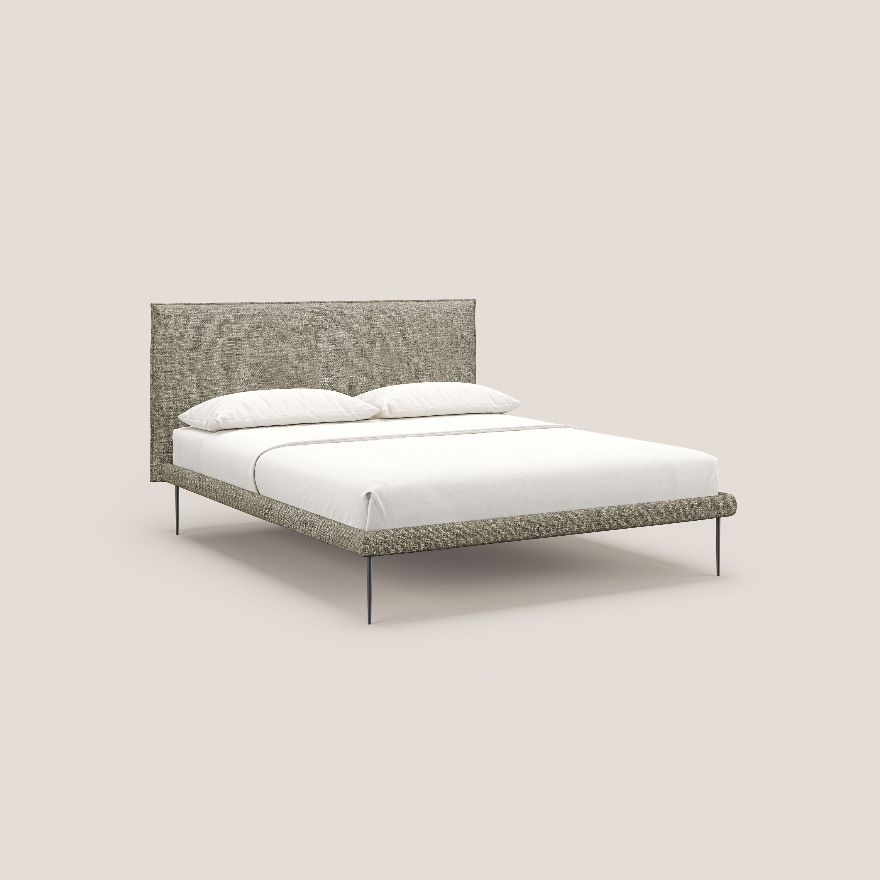 Theo letto imbottito moderno sfoderabile con piedi alti in metallo in tessuto impermeabile T10 tortora - divani.store