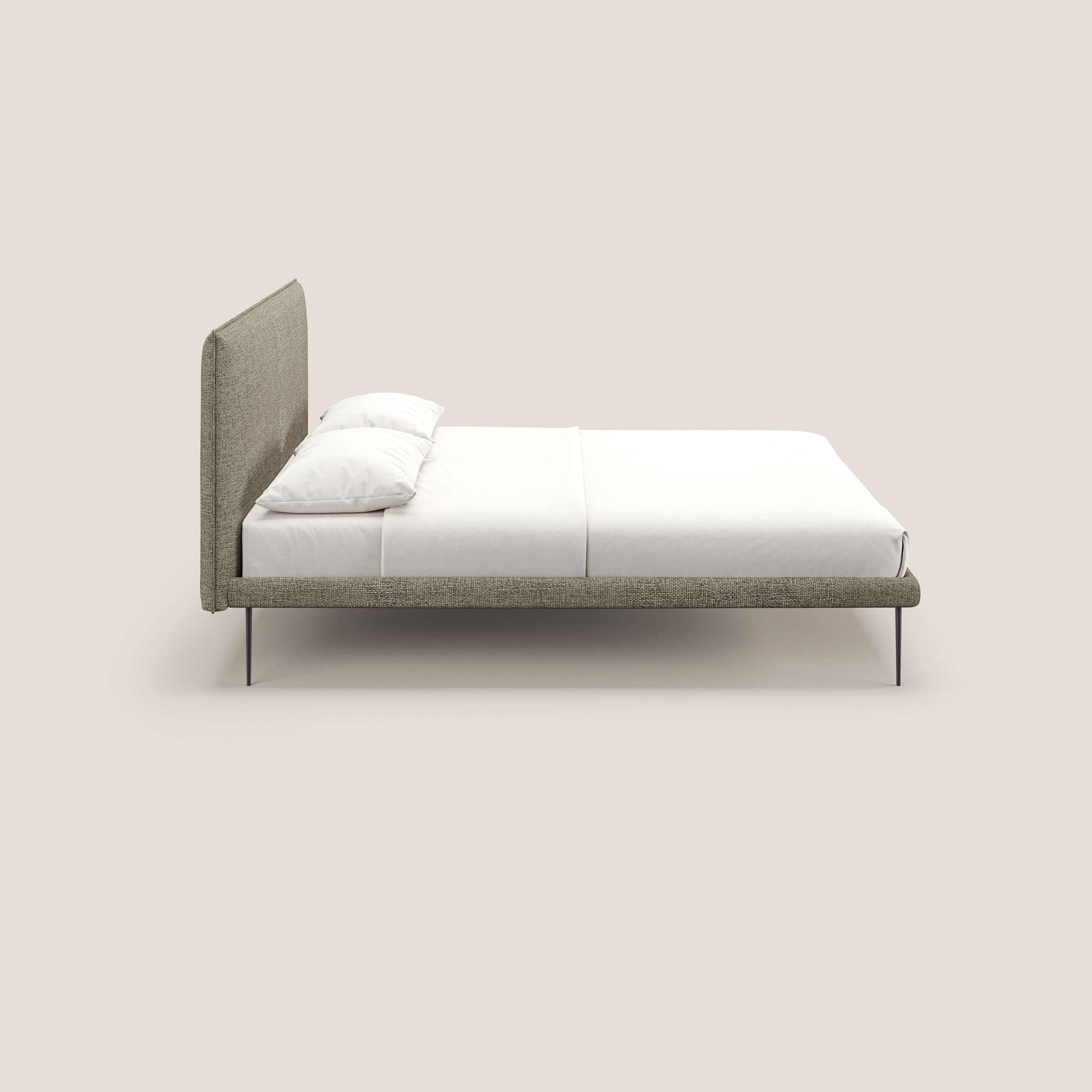Theo letto imbottito moderno sfoderabile con piedi alti in metallo in tessuto impermeabile T10 - divani.store
