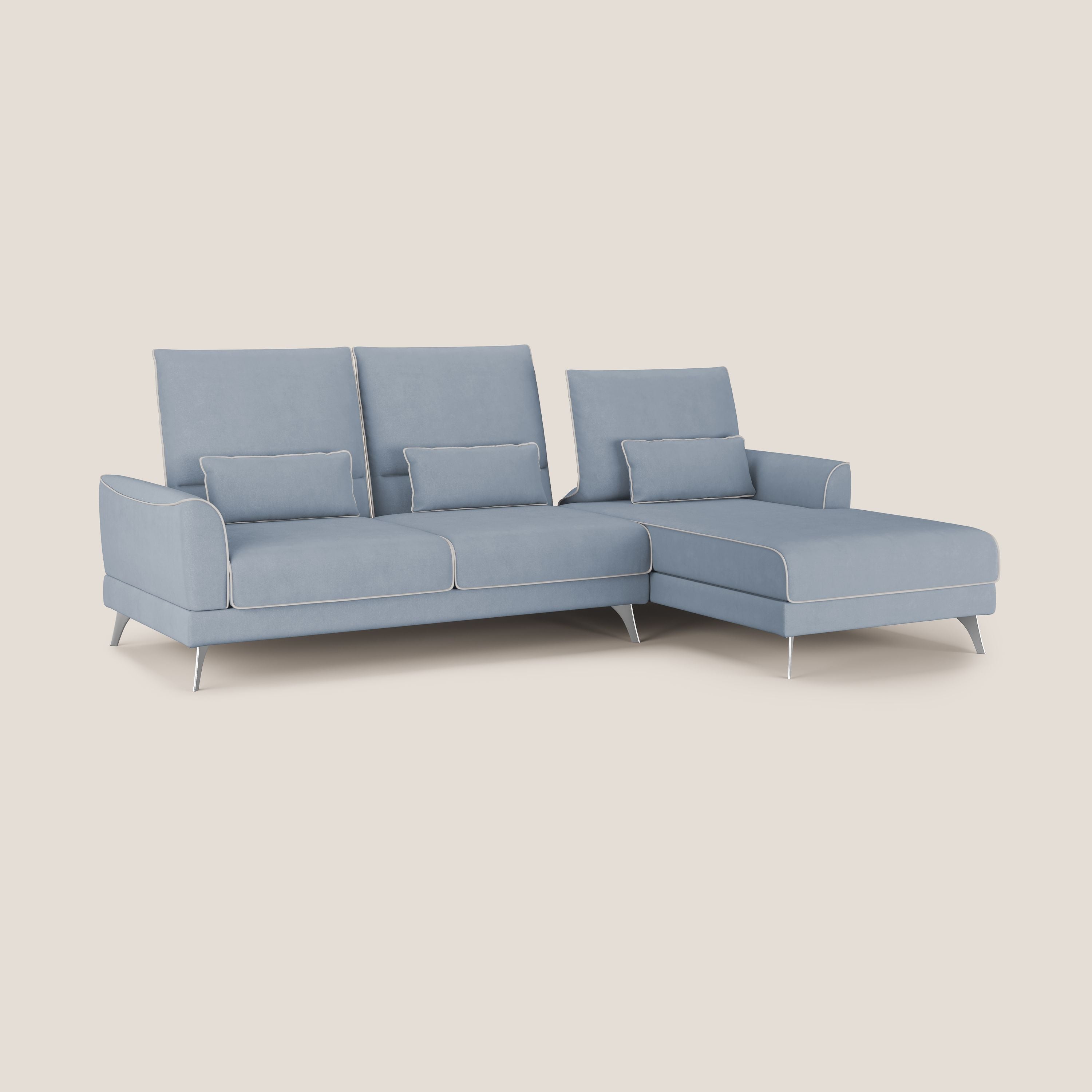 Tommy Divano angolare bicolore con relax e schienali traslanti in microfibra smacchiabile T11 carta da zucchero - bianco - divani.store