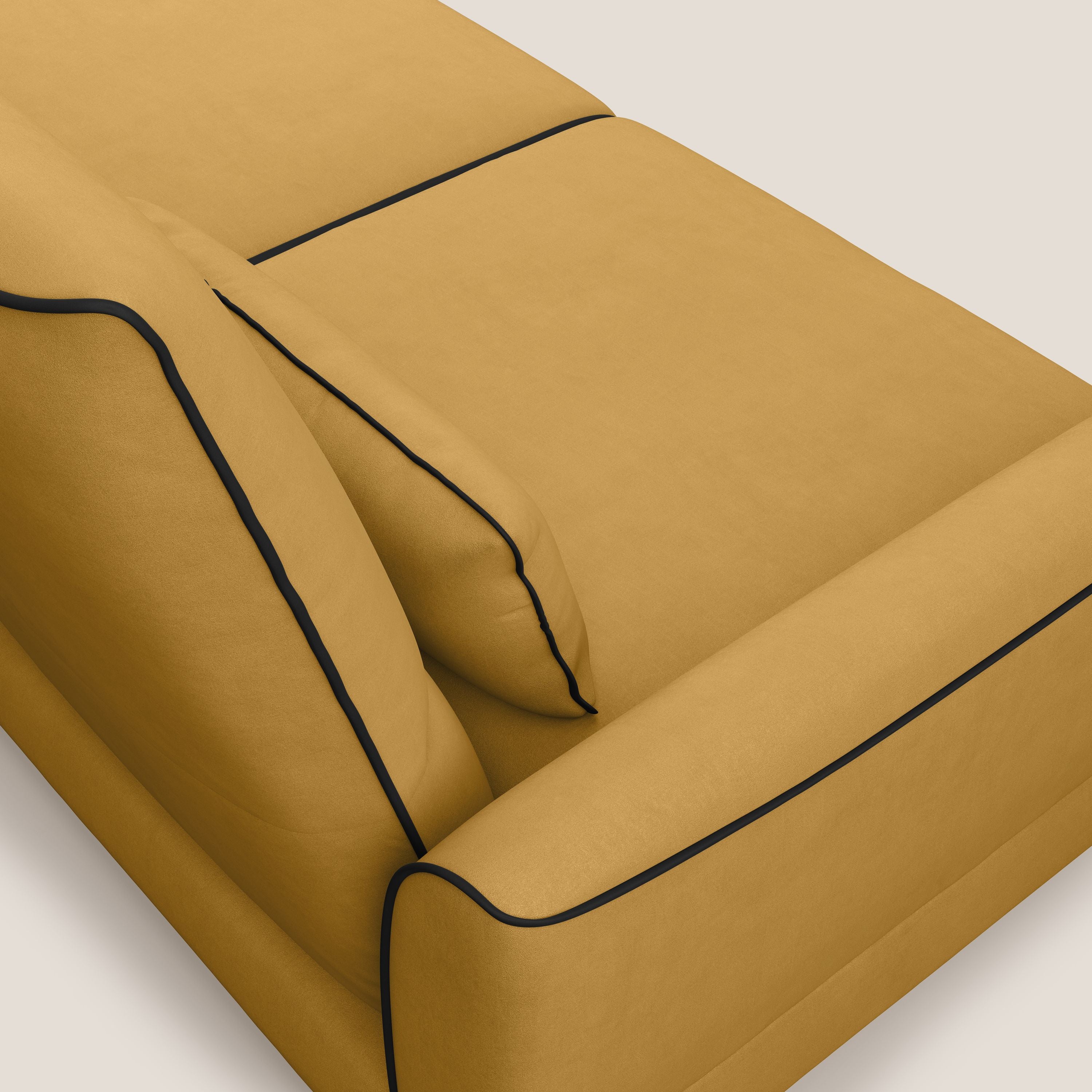 Tommy Divano angolare bicolore con relax e schienali traslanti in microfibra smacchiabile T11 giallo - nero - divani.store