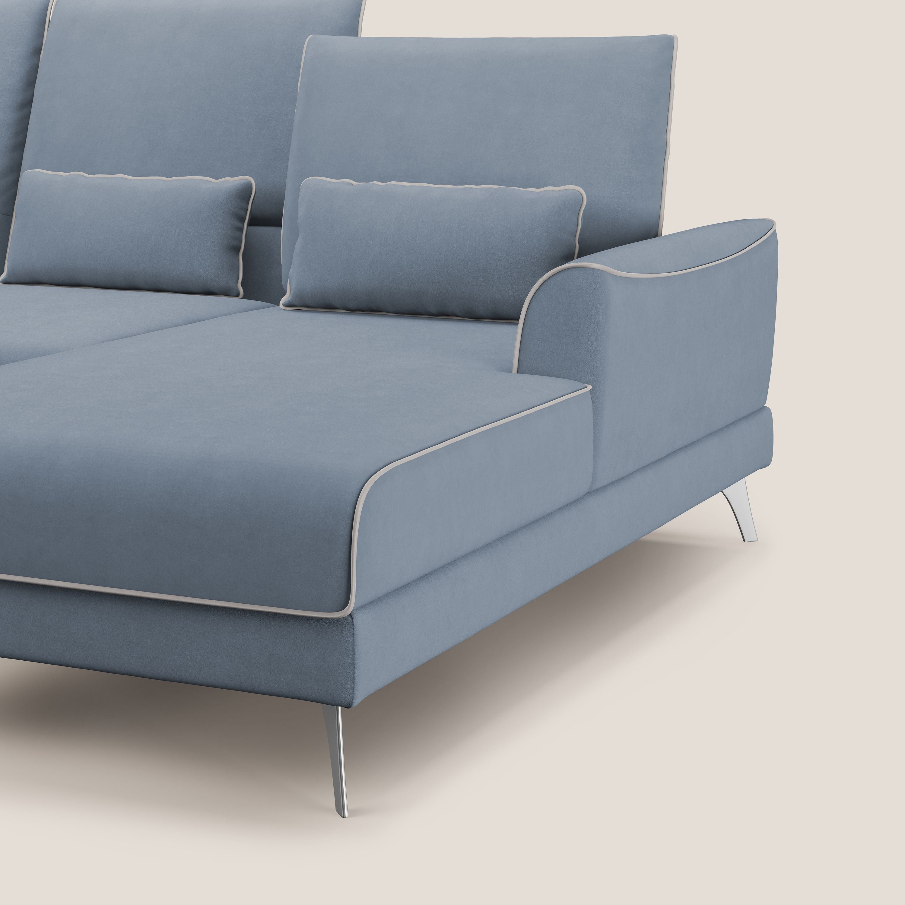 Tommy Divano angolare bicolore con relax e schienali traslanti in microfibra smacchiabile T11 carta da zucchero - bianco - divani.store