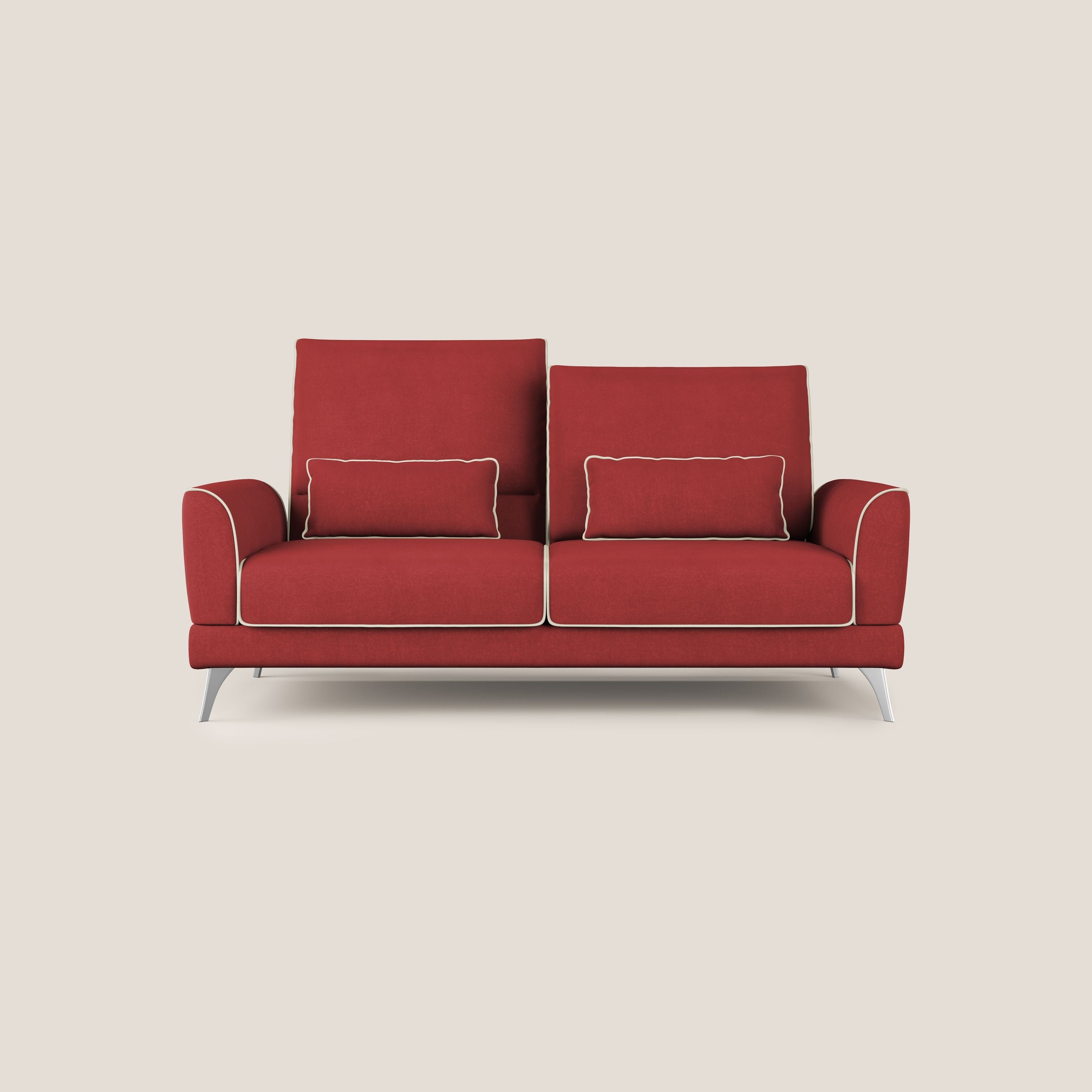 Tommy Divano relax bicolore con schienali traslanti in microfibra smacchiabile T11 rosso - panna - divani.store