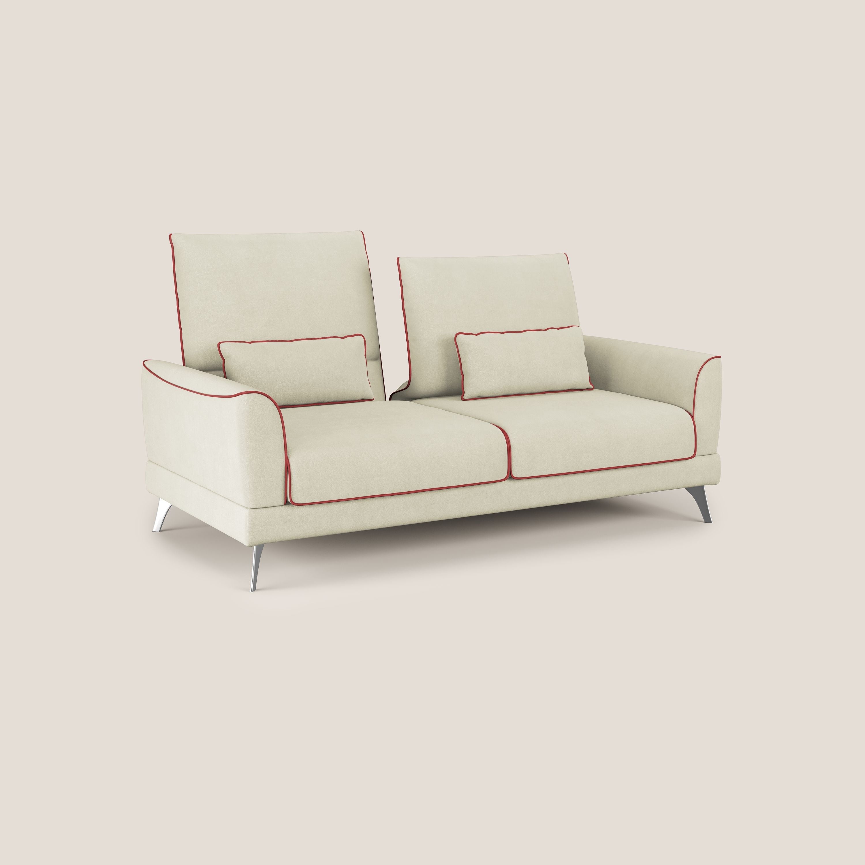 Tommy Divano relax bicolore con schienali traslanti in microfibra smacchiabile T11 panna - rosso - divani.store