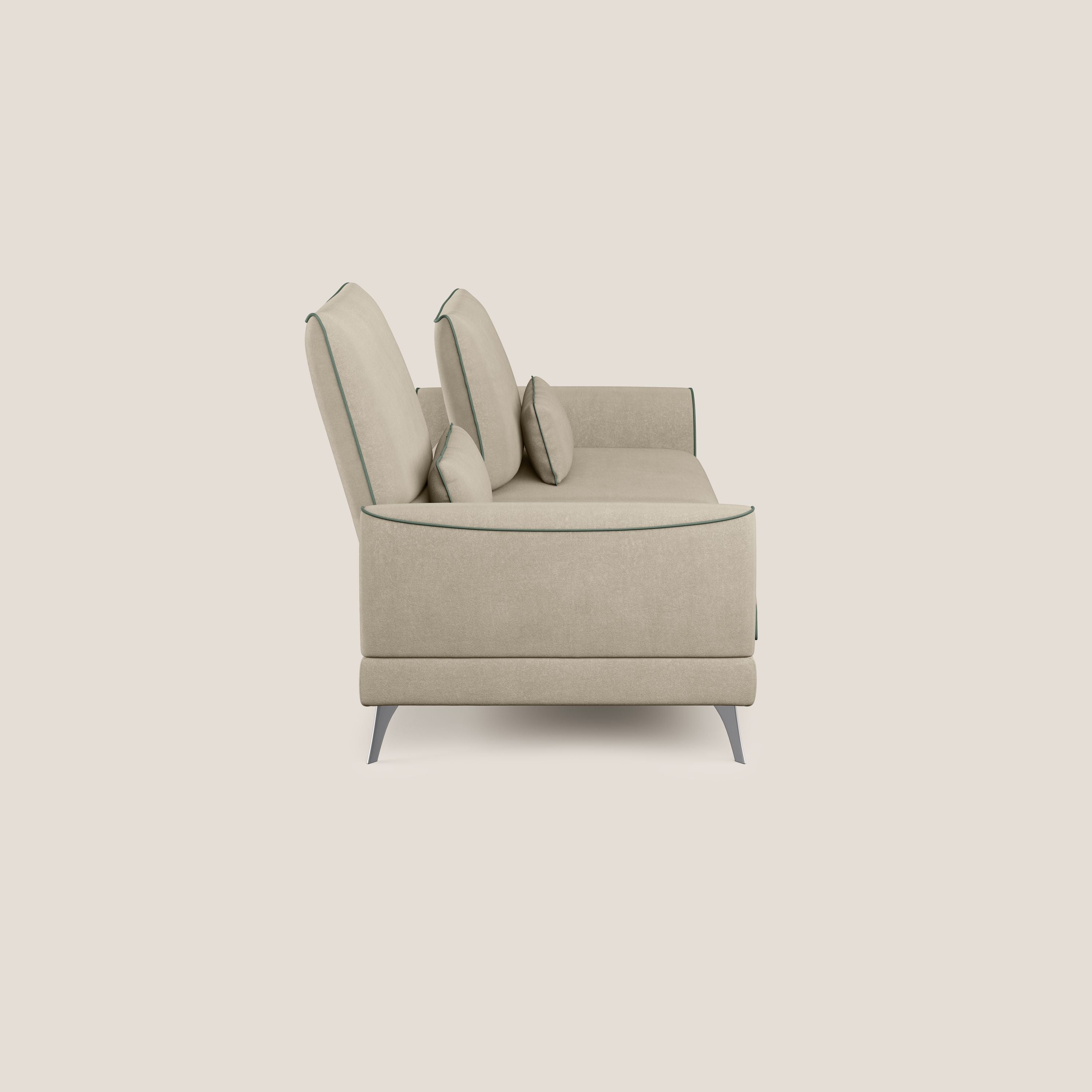 Tommy Divano relax bicolore con schienali traslanti in microfibra smacchiabile T11 tortora - verde - divani.store