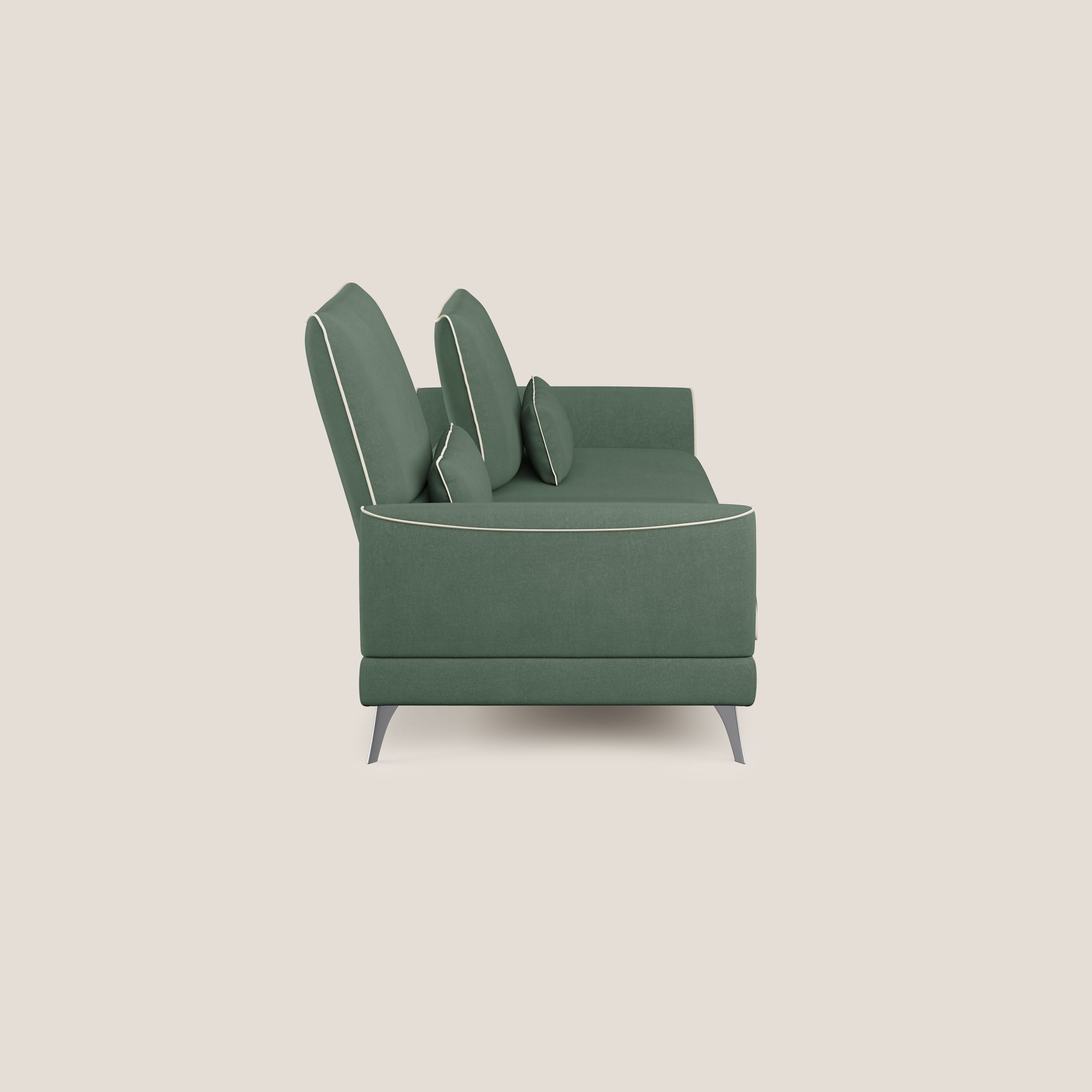 Tommy Divano relax bicolore con schienali traslanti in microfibra smacchiabile T11 verde - panna - divani.store