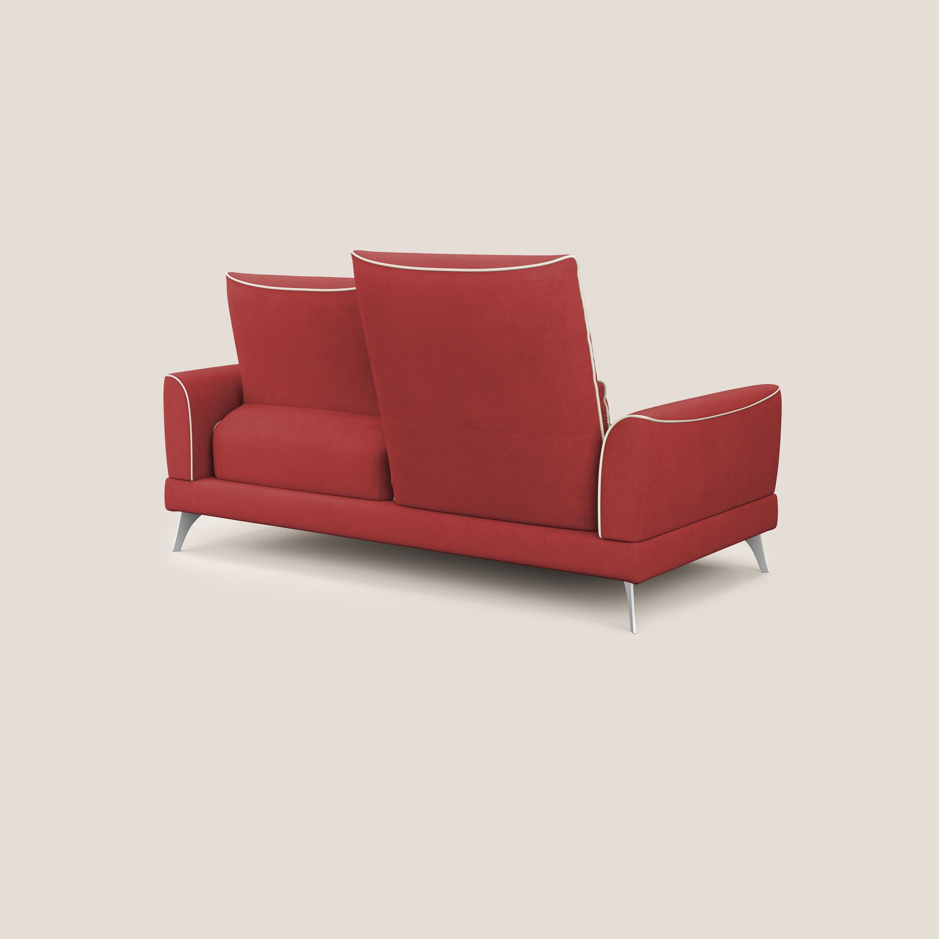 Tommy Divano relax bicolore con schienali traslanti in microfibra smacchiabile T11 rosso - panna - divani.store