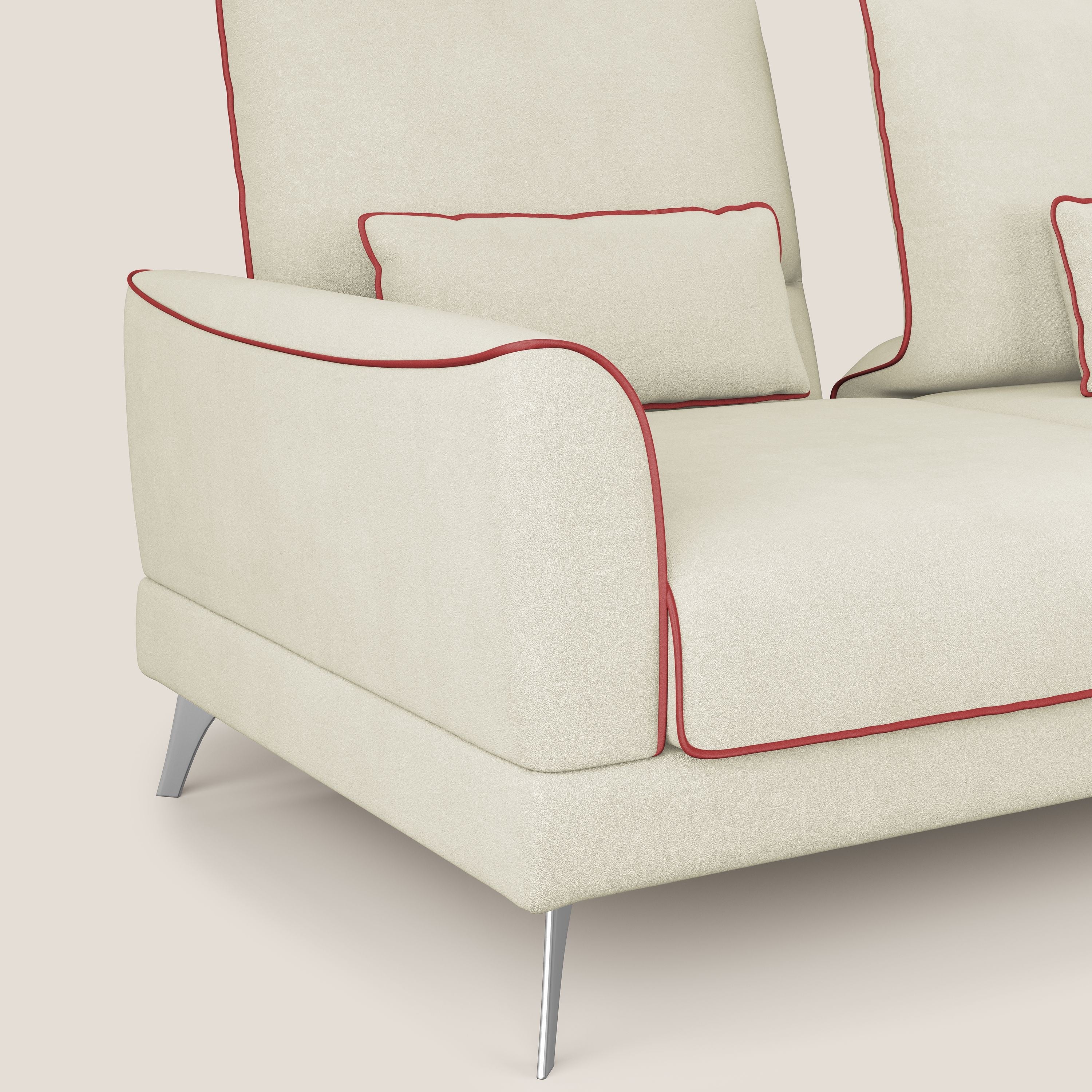 Tommy Divano relax bicolore con schienali traslanti in microfibra smacchiabile T11 panna - rosso - divani.store