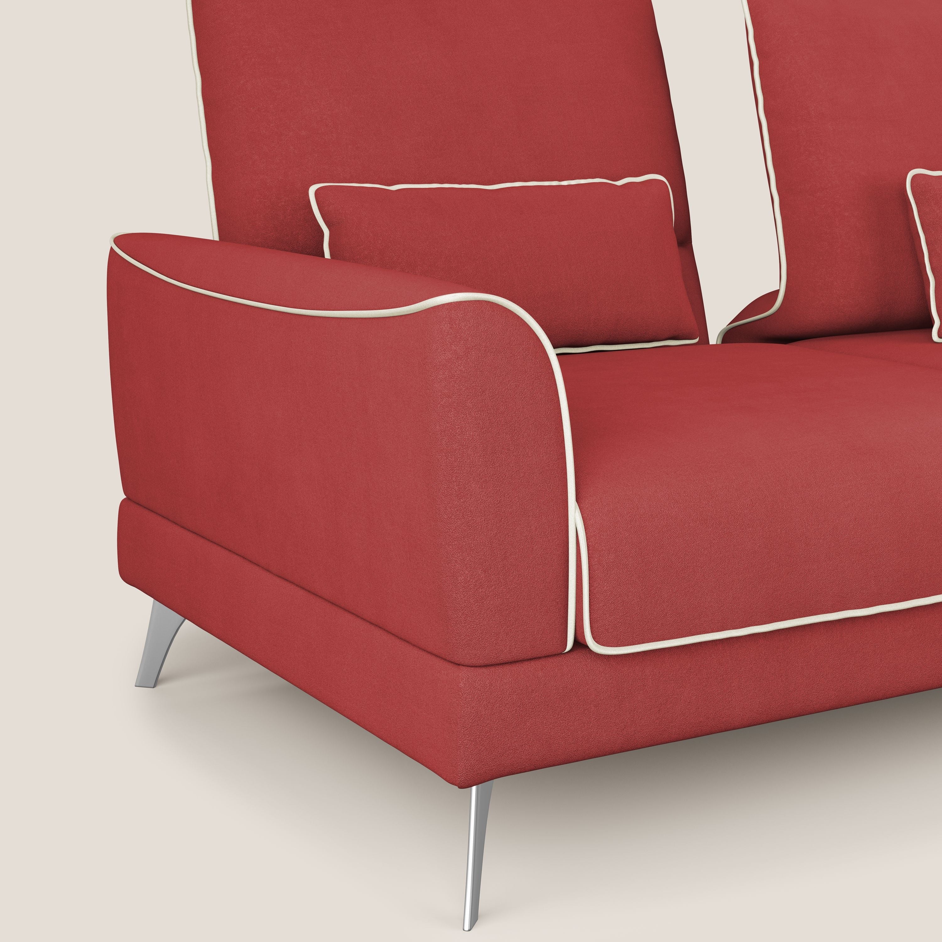 Tommy Divano relax bicolore con schienali traslanti in microfibra smacchiabile T11 rosso - panna - divani.store