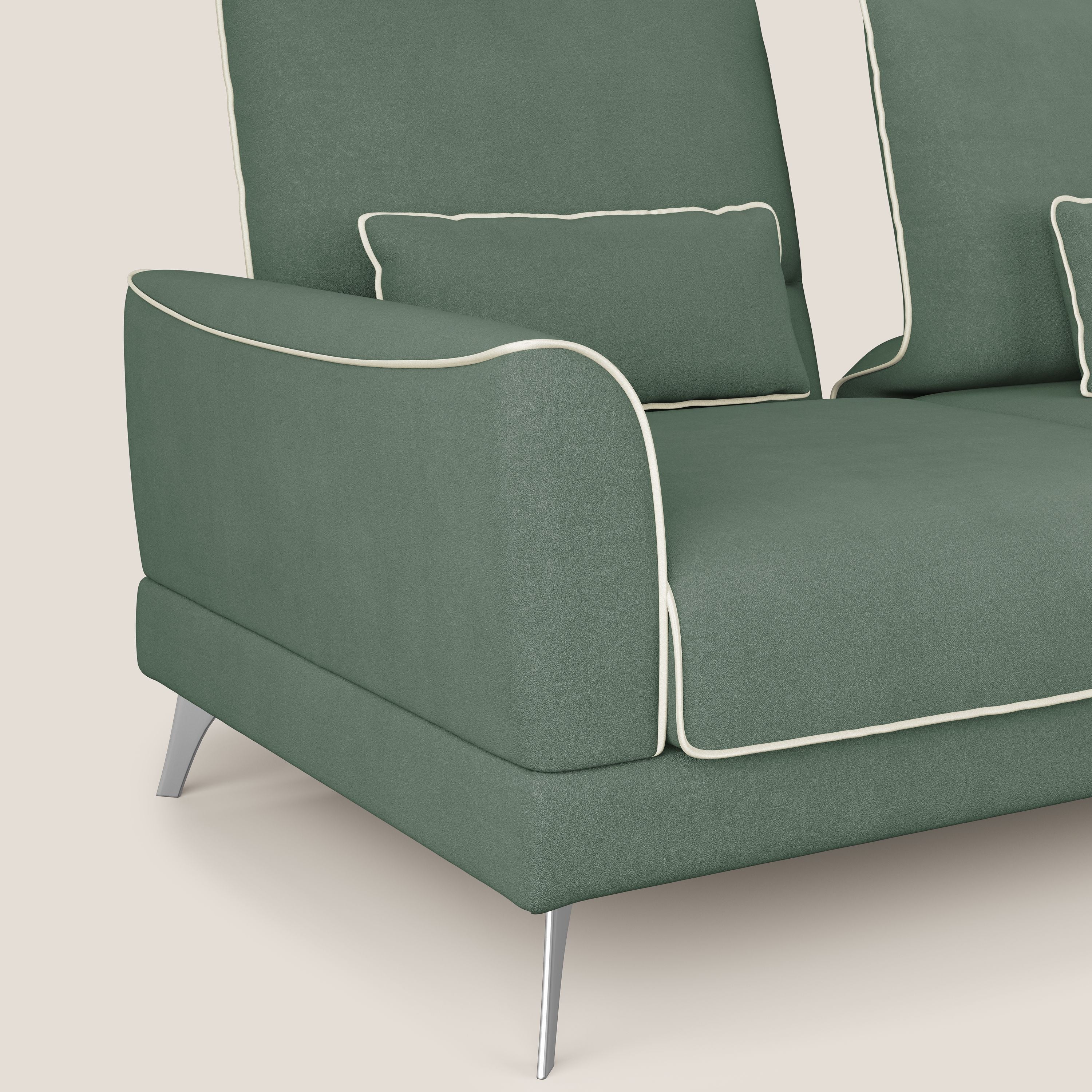 Tommy Divano relax bicolore con schienali traslanti in microfibra smacchiabile T11 verde - panna - divani.store