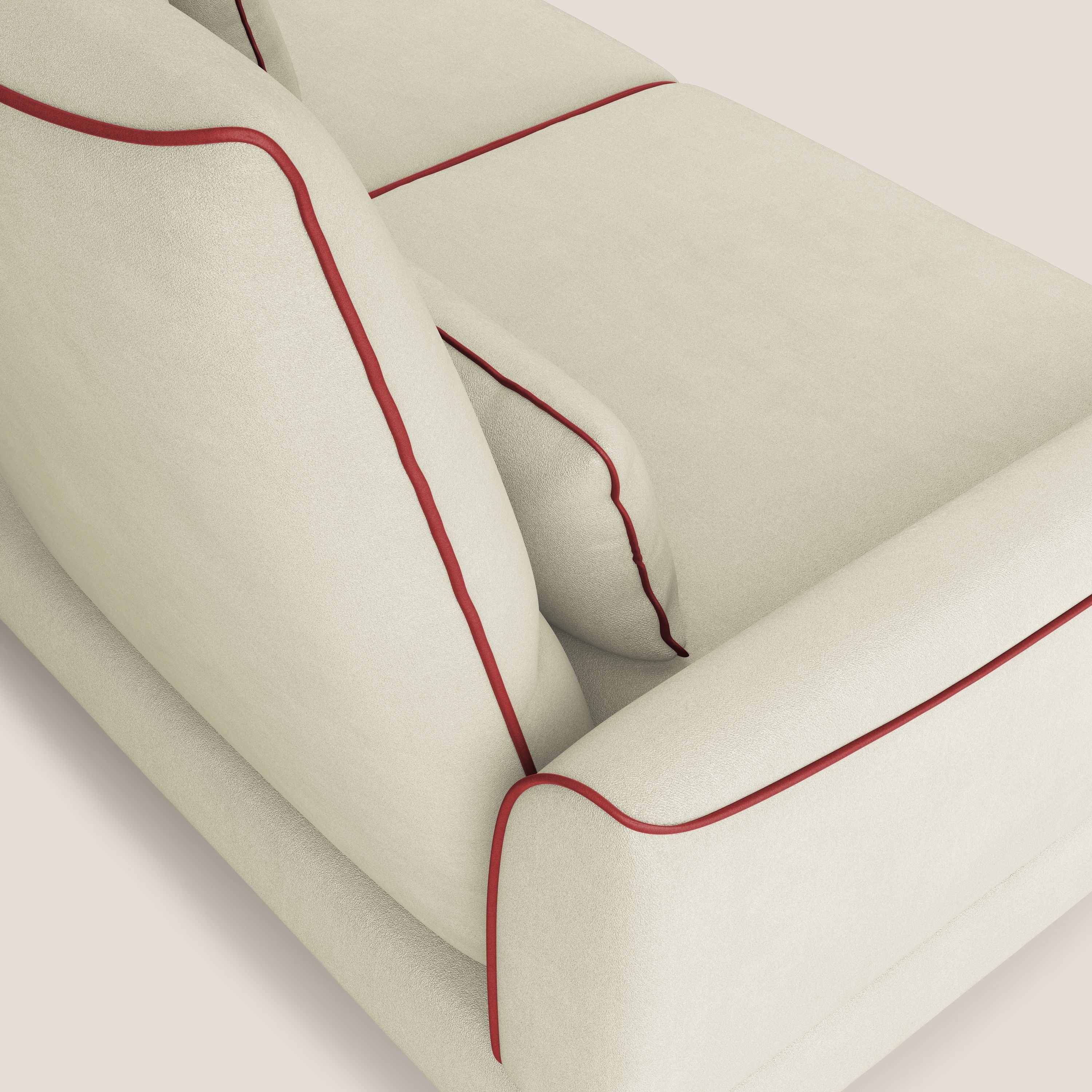 Tommy Divano relax bicolore con schienali traslanti in microfibra smacchiabile T11 panna - rosso - divani.store