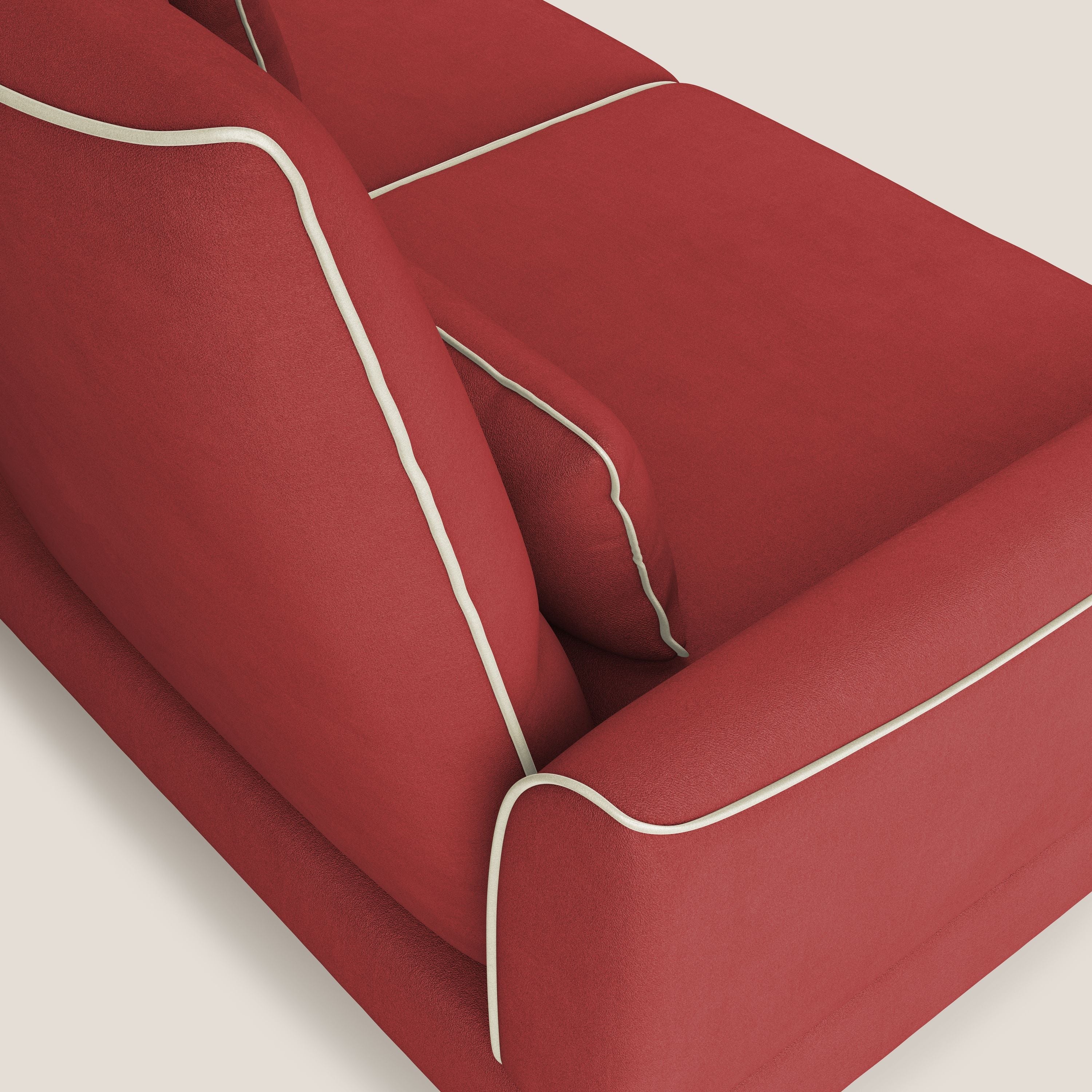 Tommy Divano relax bicolore con schienali traslanti in microfibra smacchiabile T11 rosso - panna - divani.store