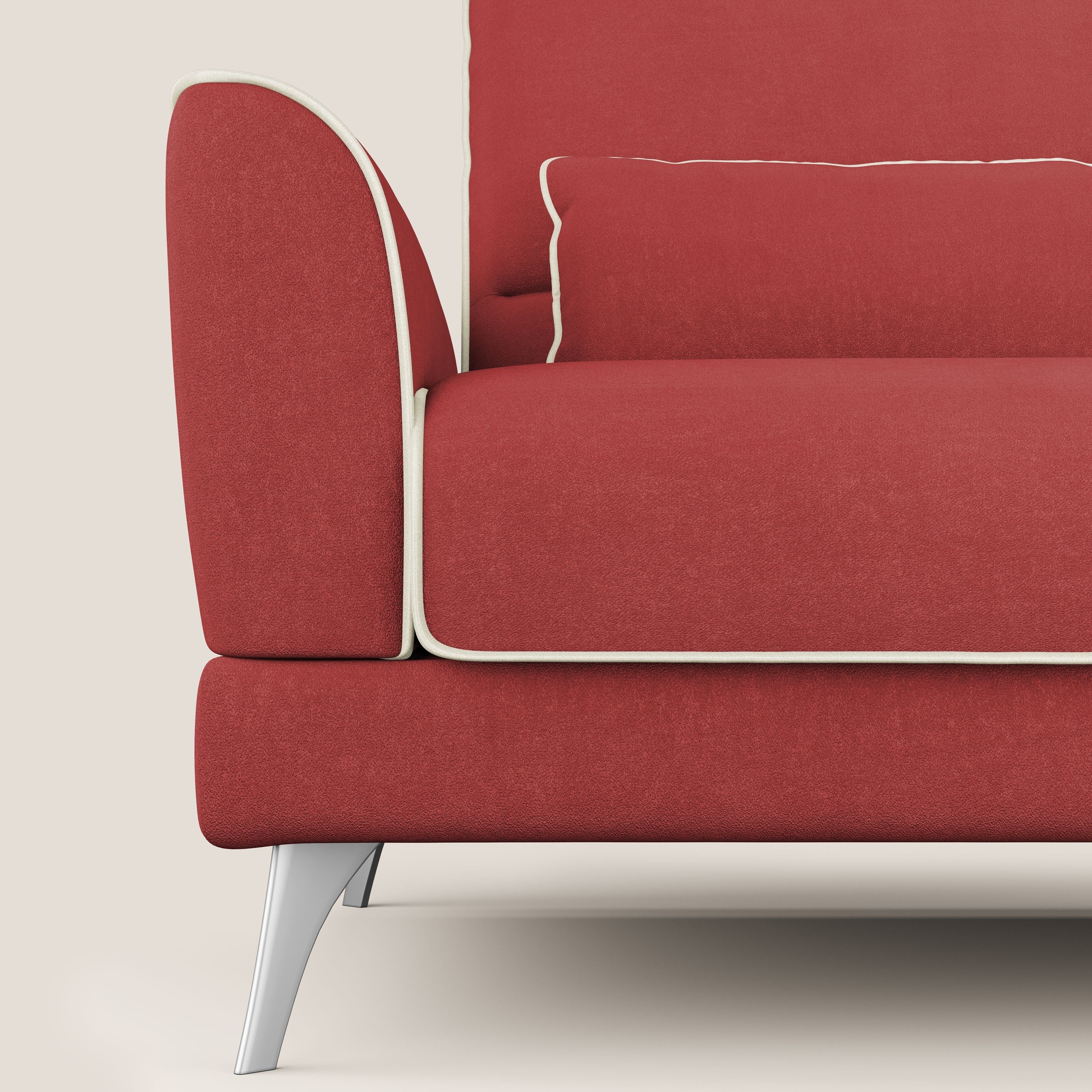 Tommy Divano relax bicolore con schienali traslanti in microfibra smacchiabile T11 rosso - panna - divani.store