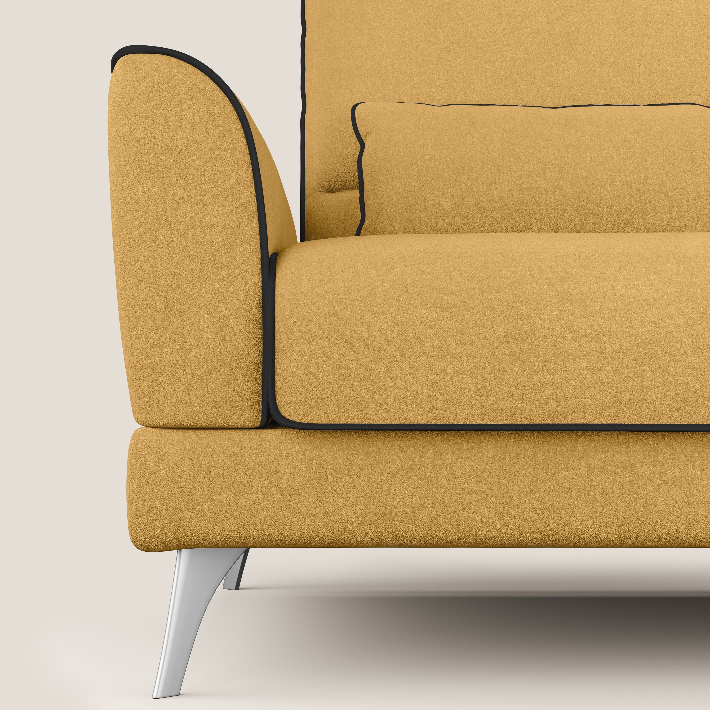 Tommy Divano angolare bicolore con relax e schienali traslanti in microfibra smacchiabile T11 giallo - nero - divani.store