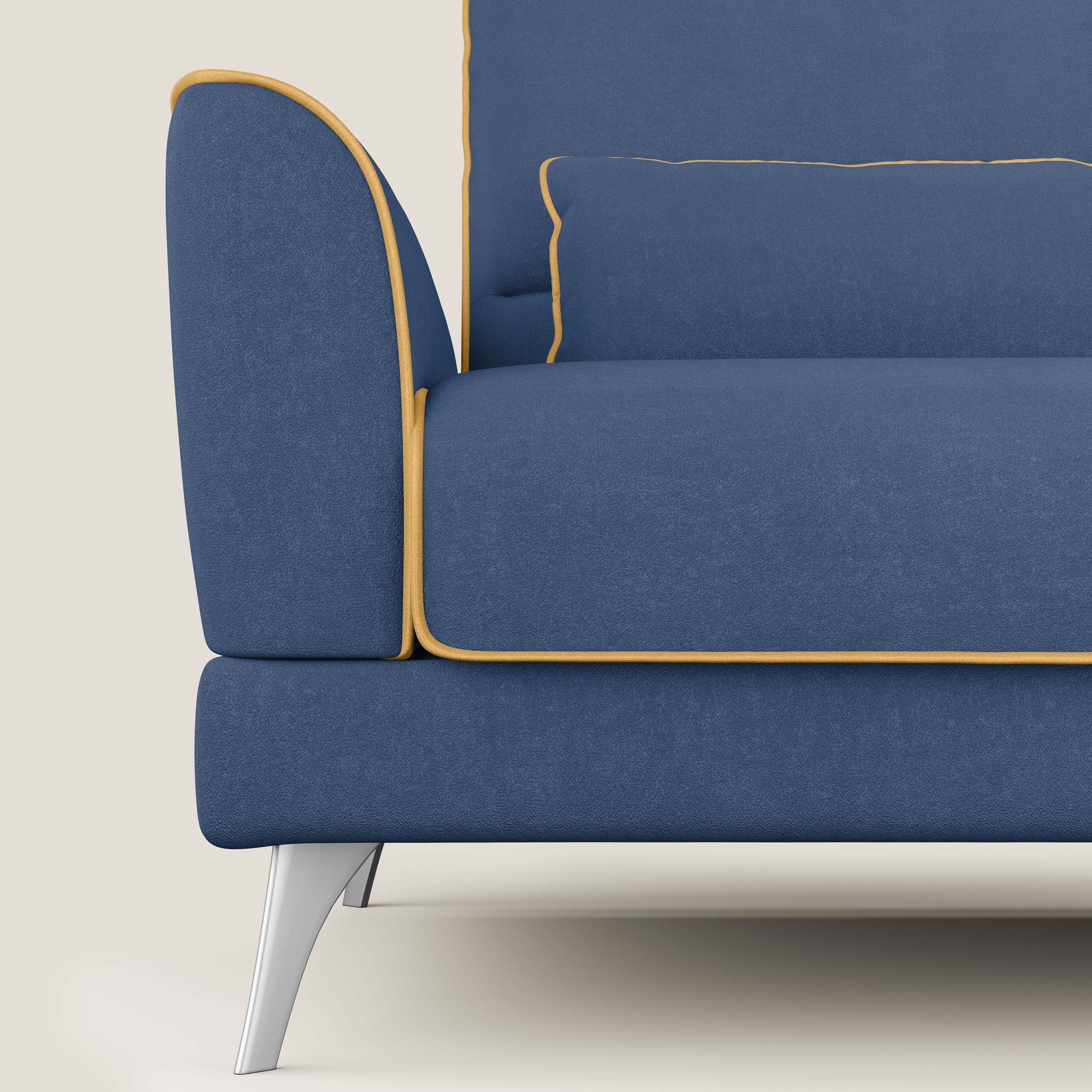 Tommy Divano relax bicolore con schienali traslanti in microfibra smacchiabile T11 blu - giallo - divani.store