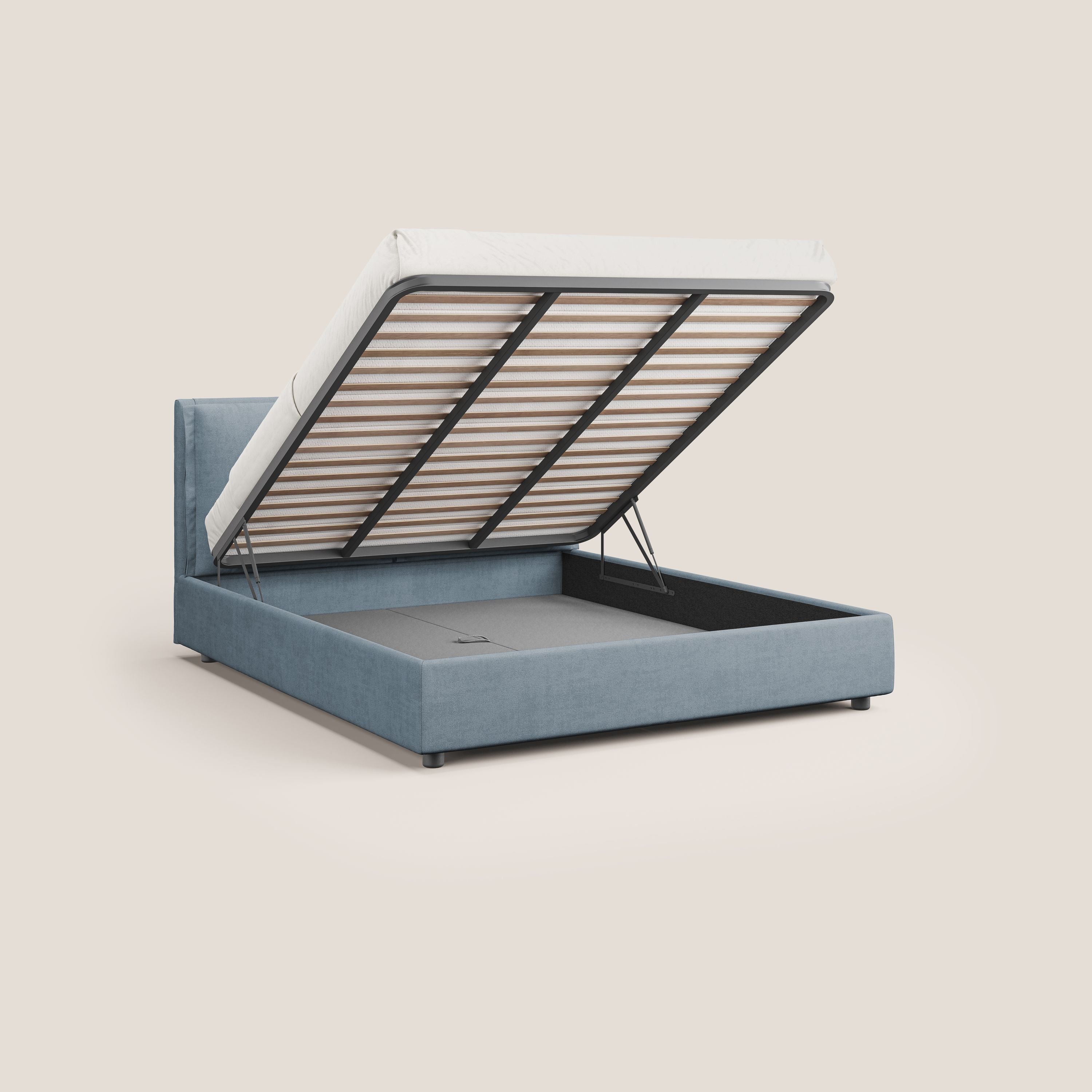 Travis letto contenitore con cuscini mobili trapuntati in tessuto impermeabile T02 carta da zucchero - divani.store