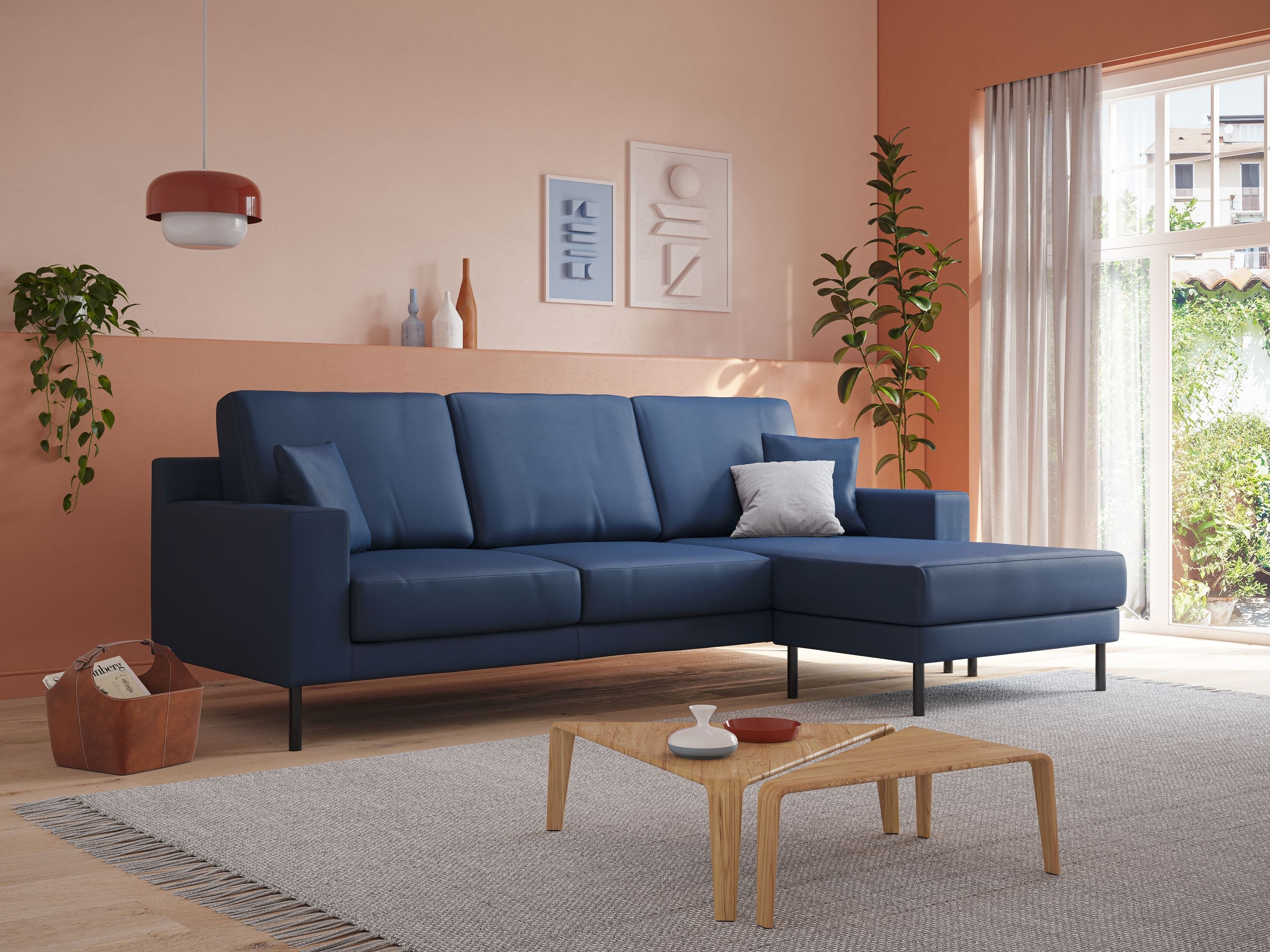 Uranio divano angolare moderno REVERSIBILE in Ecopelle impermeabile T04 giallo - divani.store