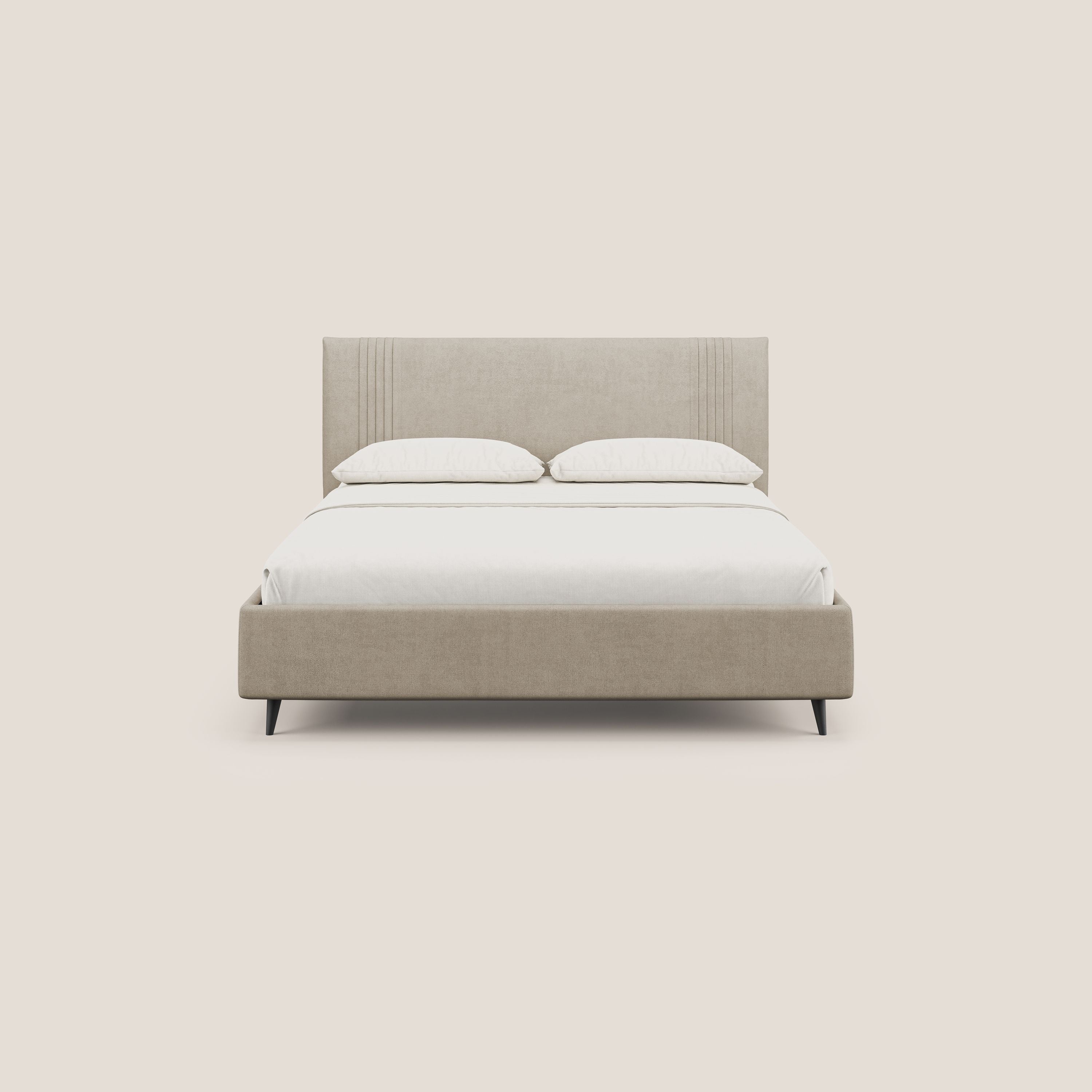 Yvonne letto contenitore in morbido tessuto impermeabile T02 beige - divani.store