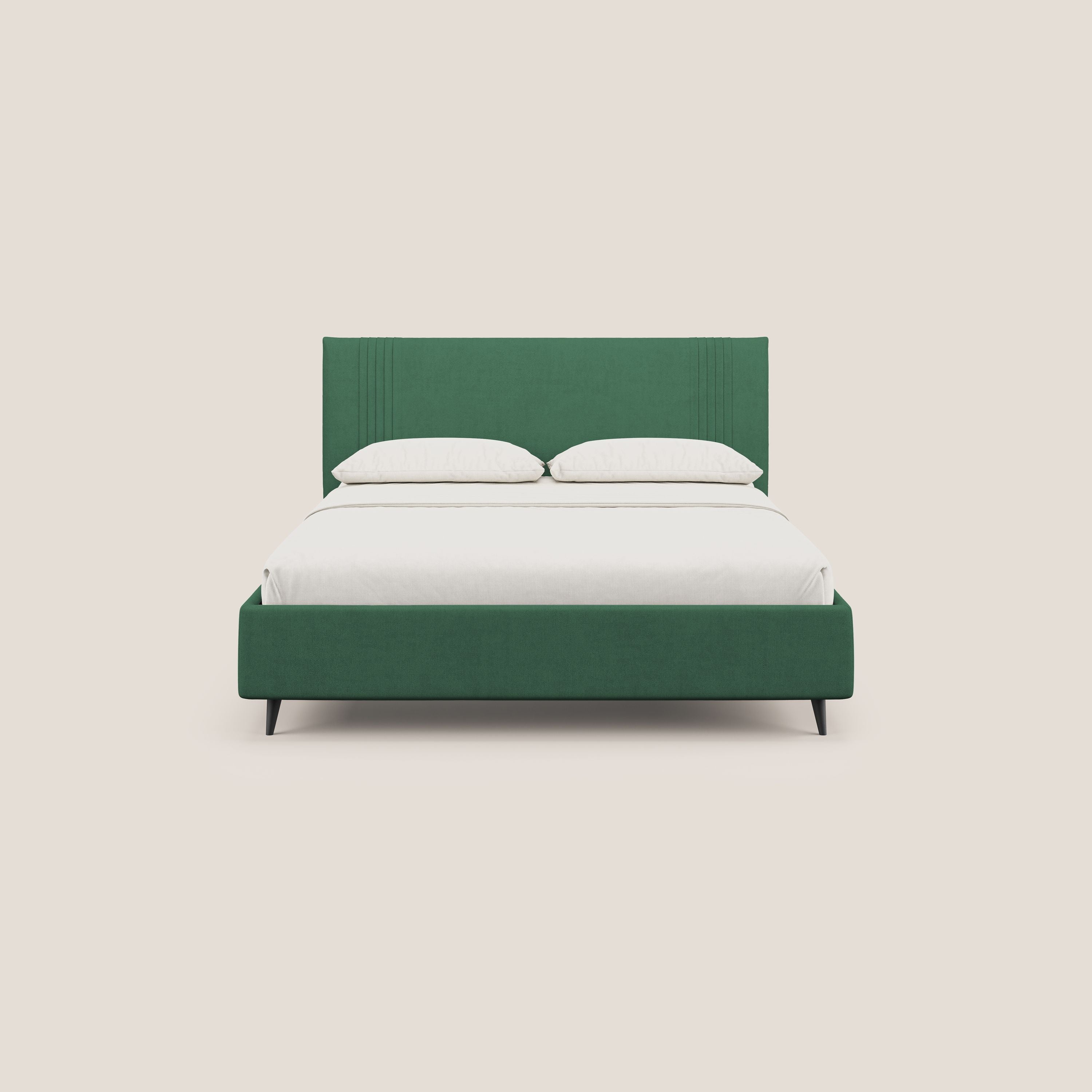 Yvonne letto contenitore in morbido tessuto impermeabile T02 verde - divani.store
