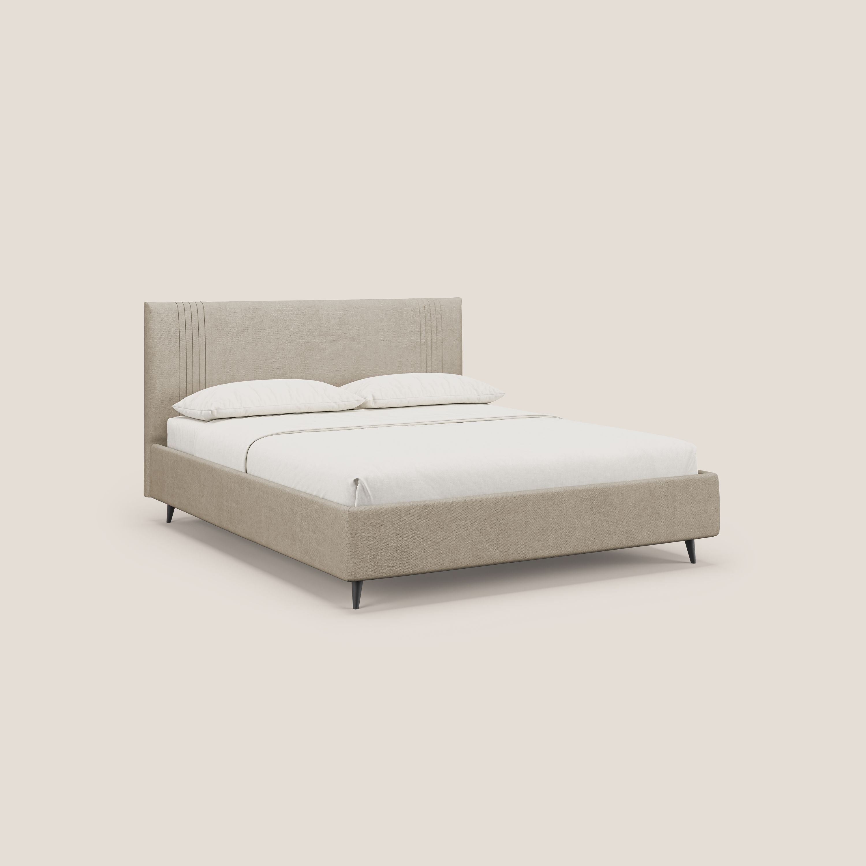 Yvonne letto contenitore in morbido tessuto impermeabile T02 beige - divani.store